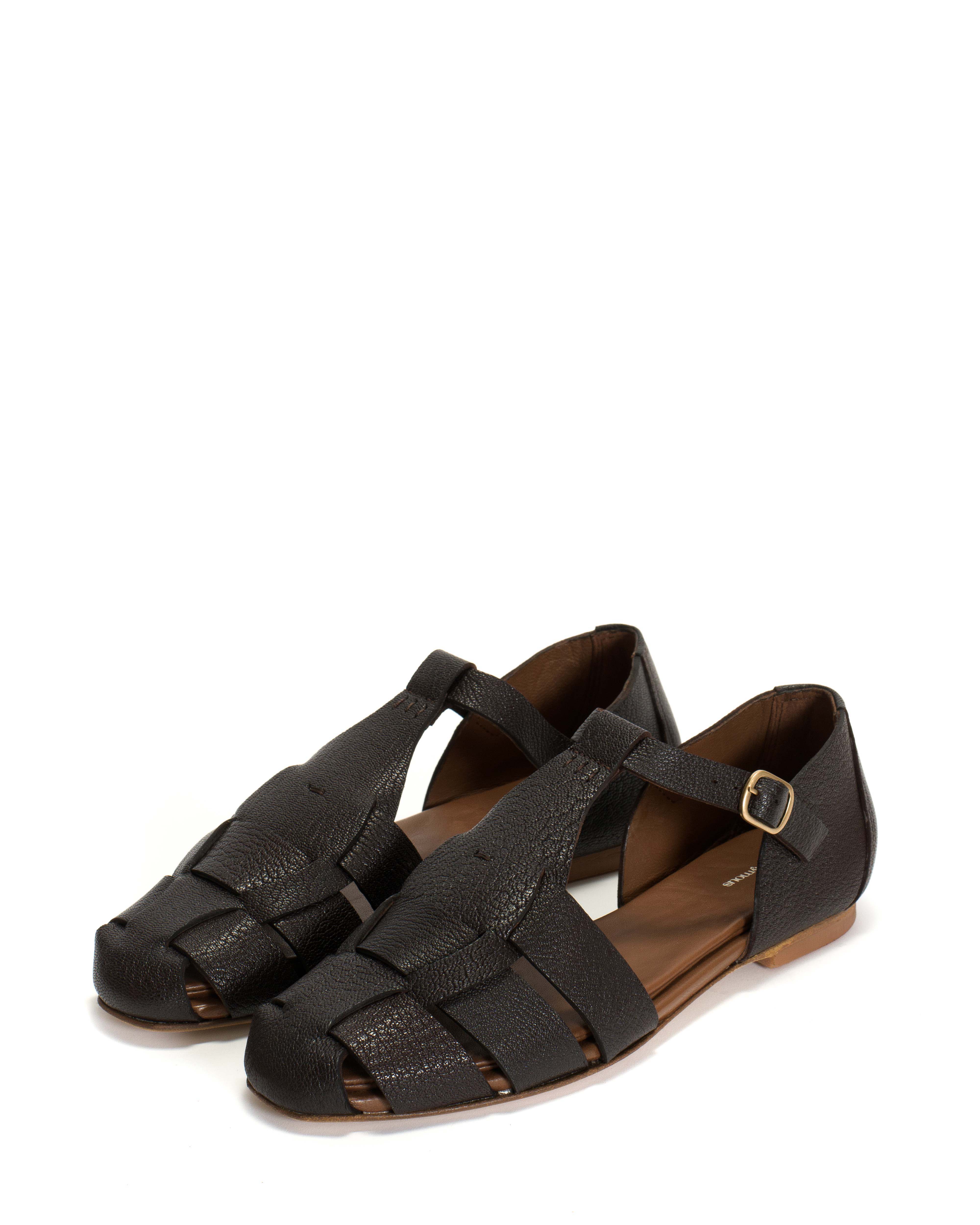 Lain flats Grained chevre goat Coffee brown