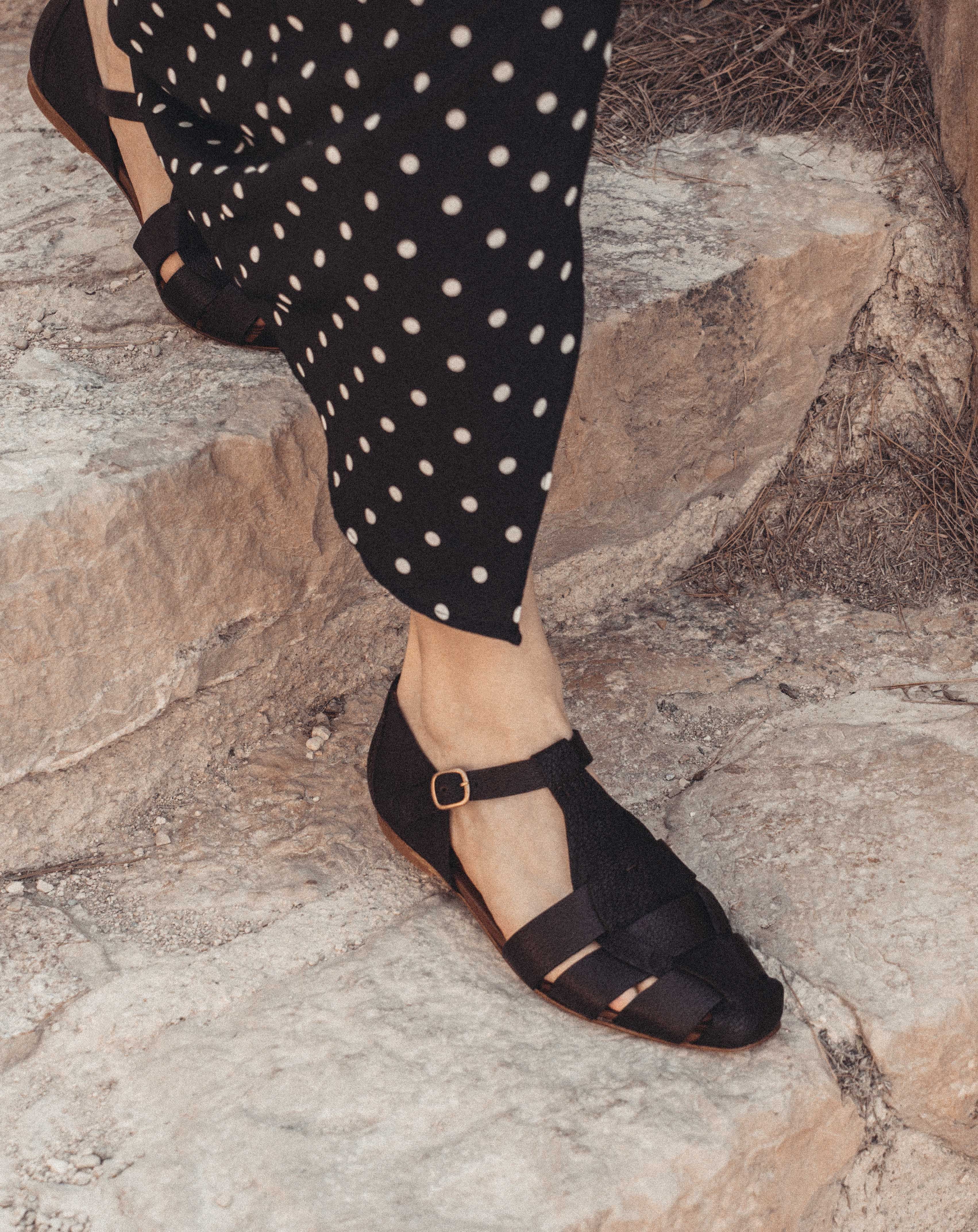 Lain flats Grained chevre goat Black