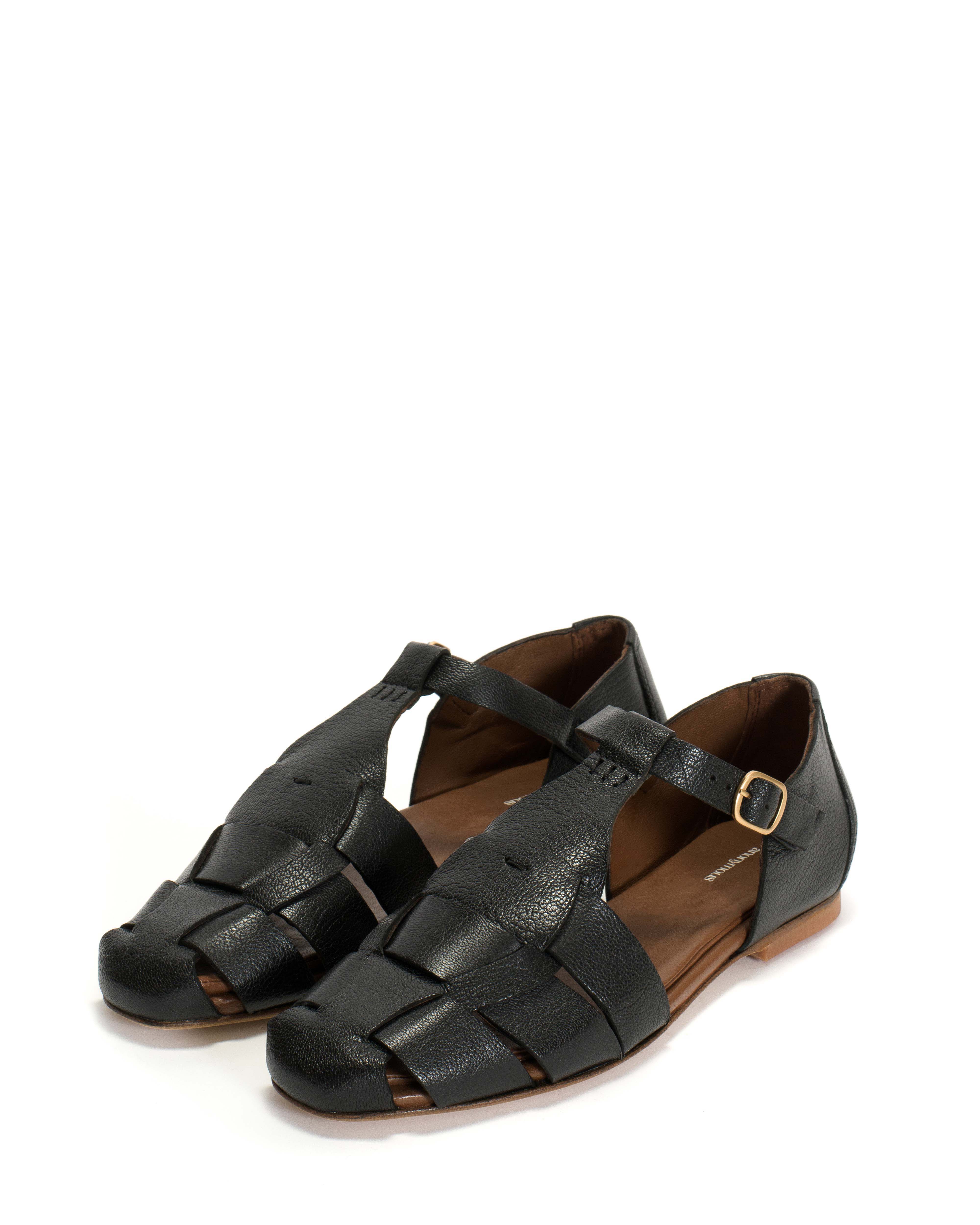 Lain flats Grained chevre goat Black