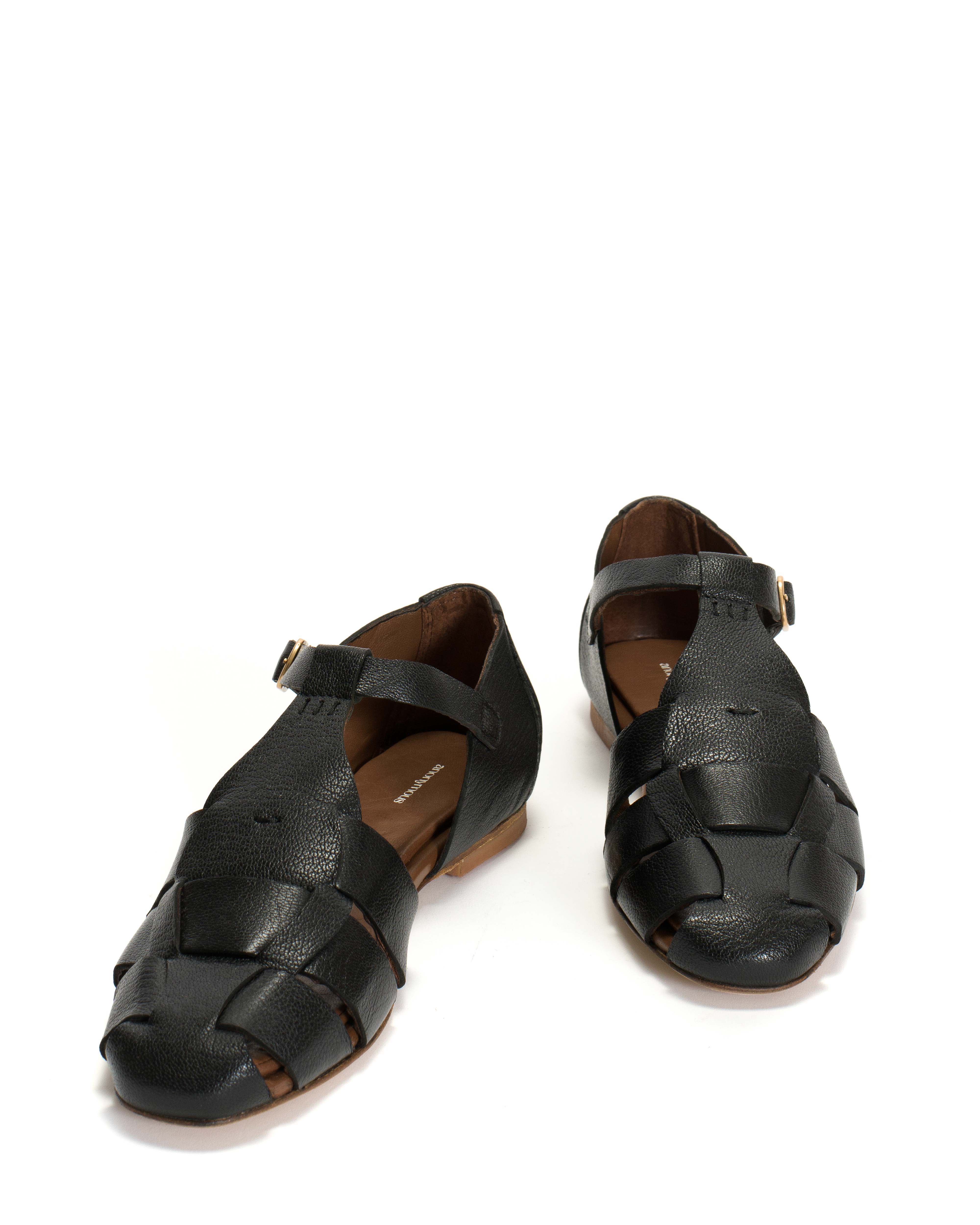 Lain flats Grained chevre goat Black