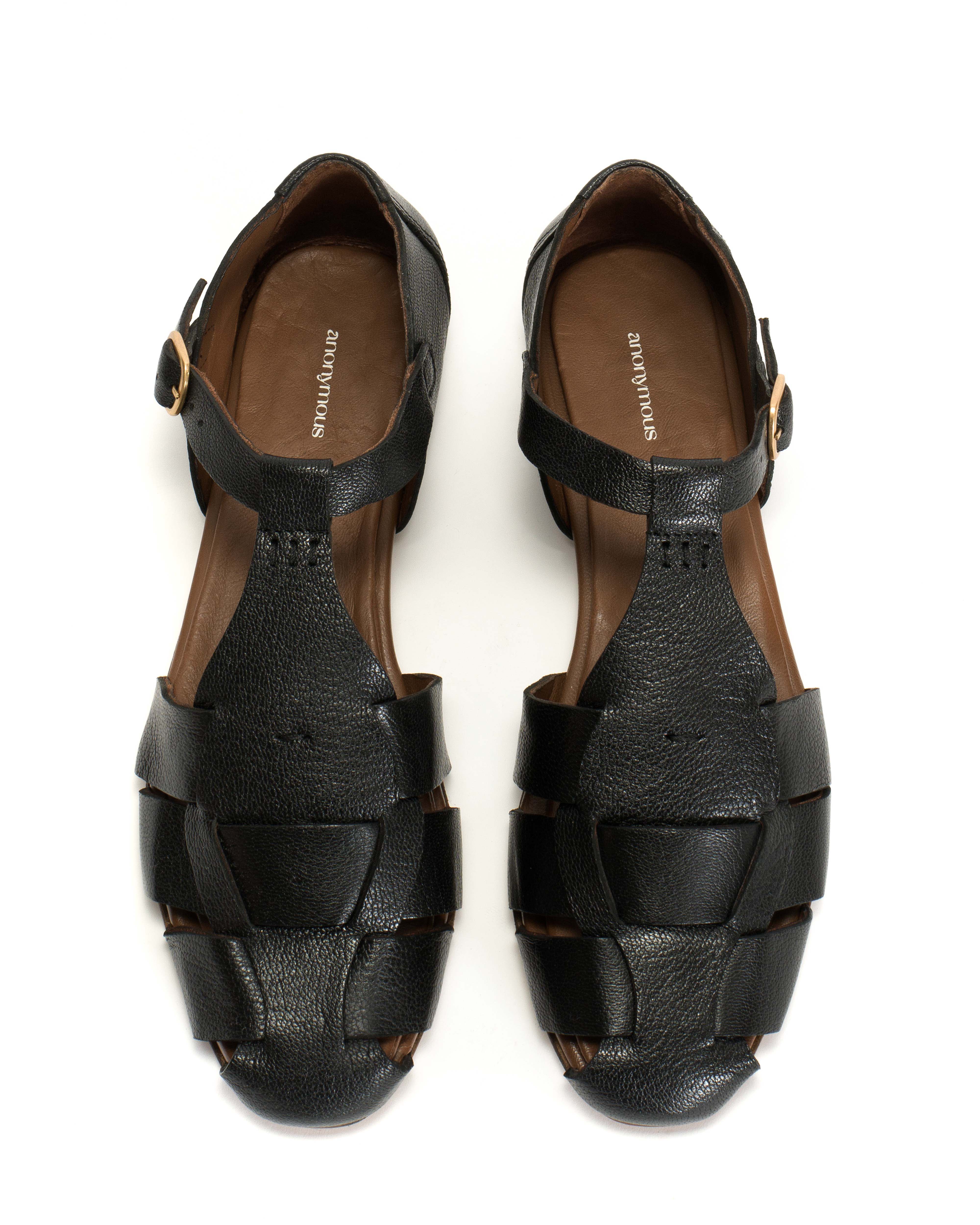 Lain flats Grained chevre goat Black
