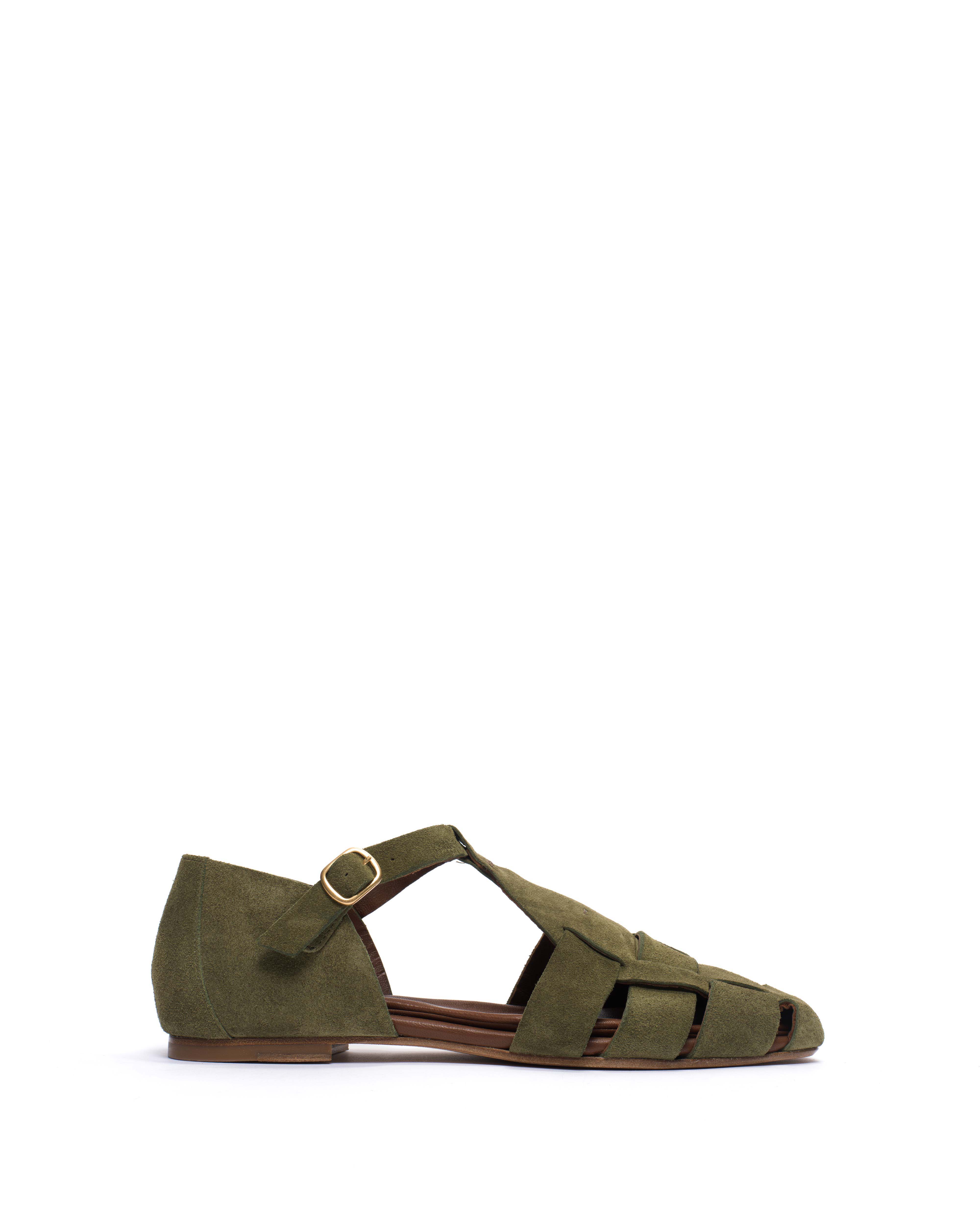 Lain flats Calf suede Olive green