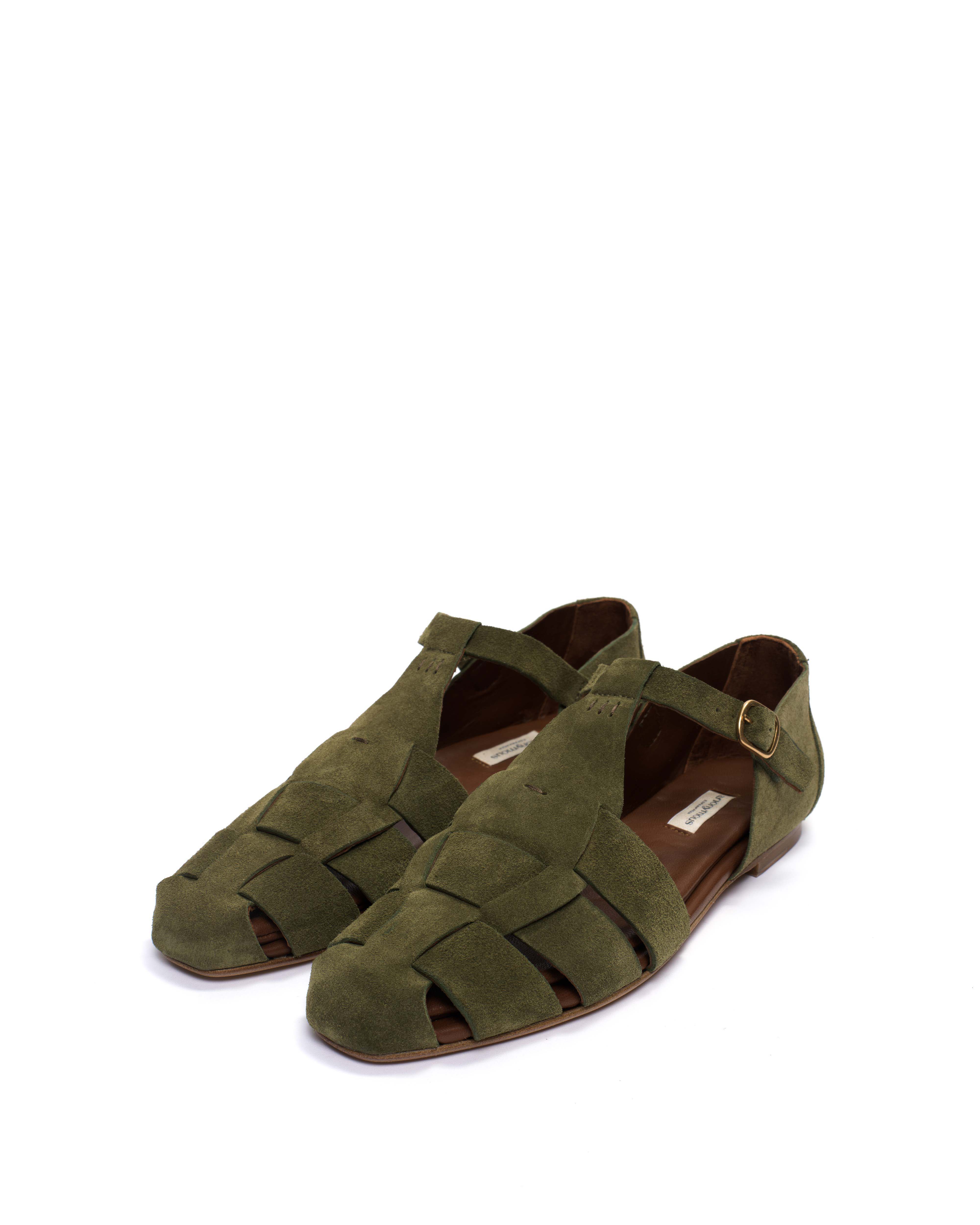 Lain flats Calf suede Olive green
