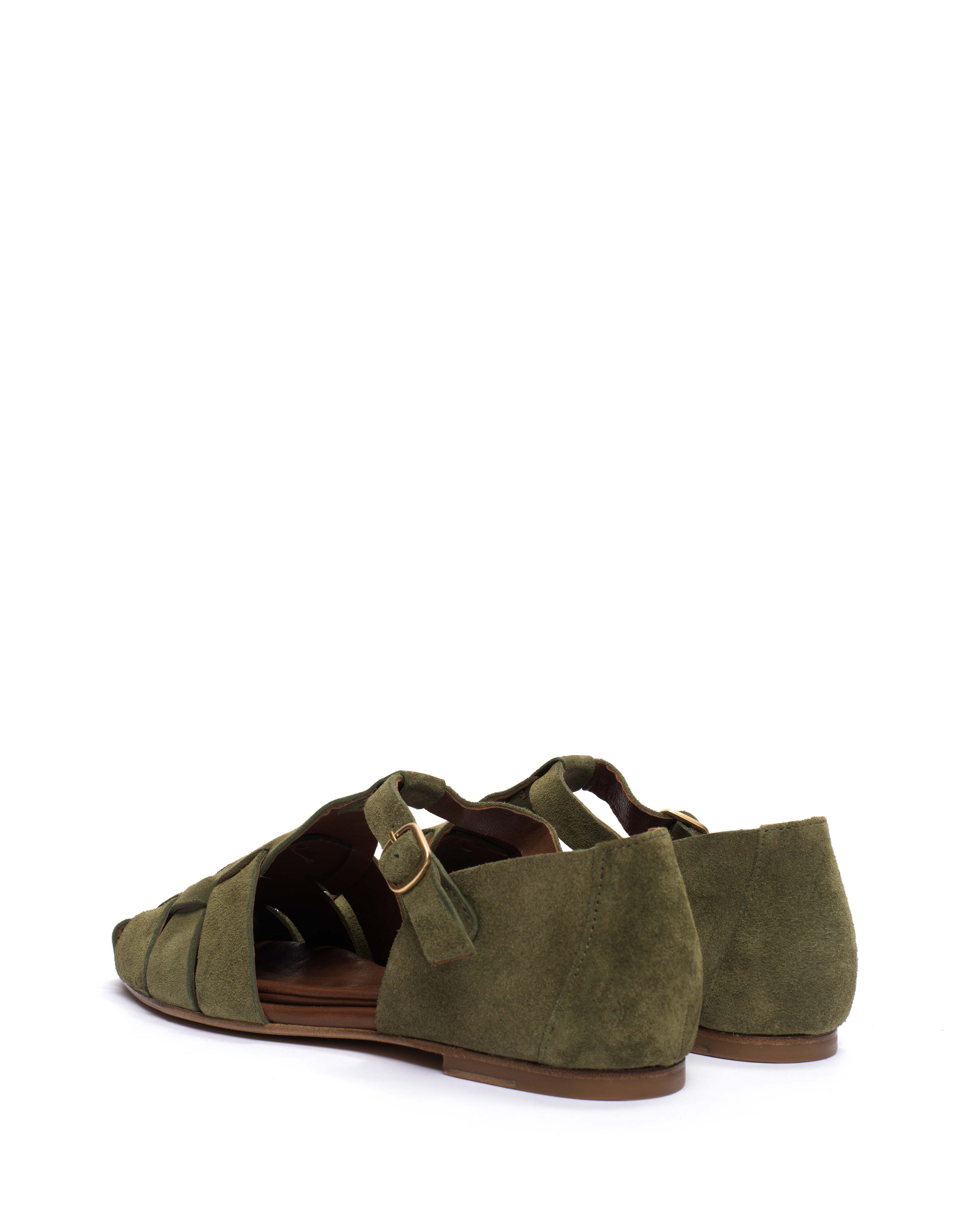 Lain flats Calf suede Olive green