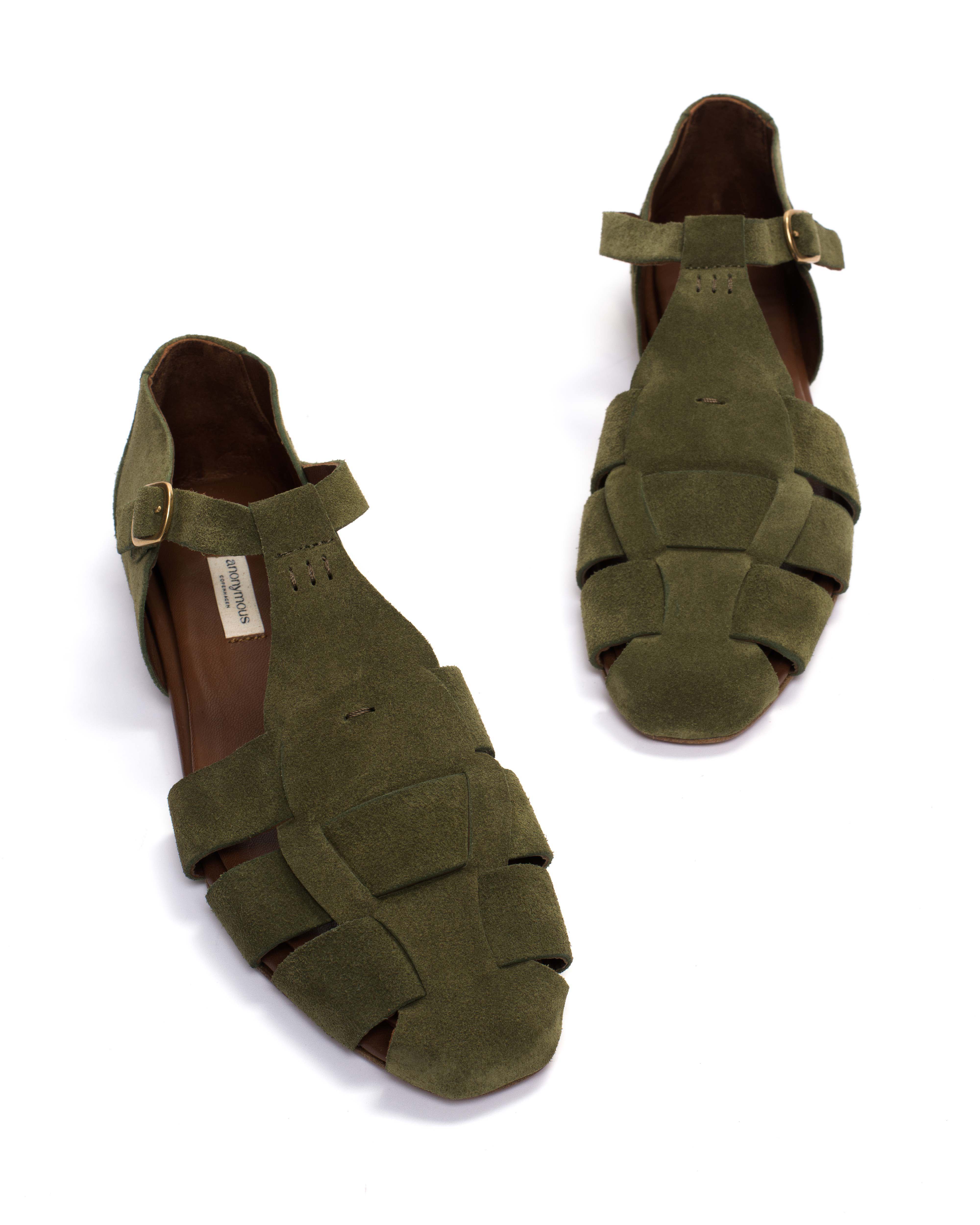 Lain flats Calf suede Olive green