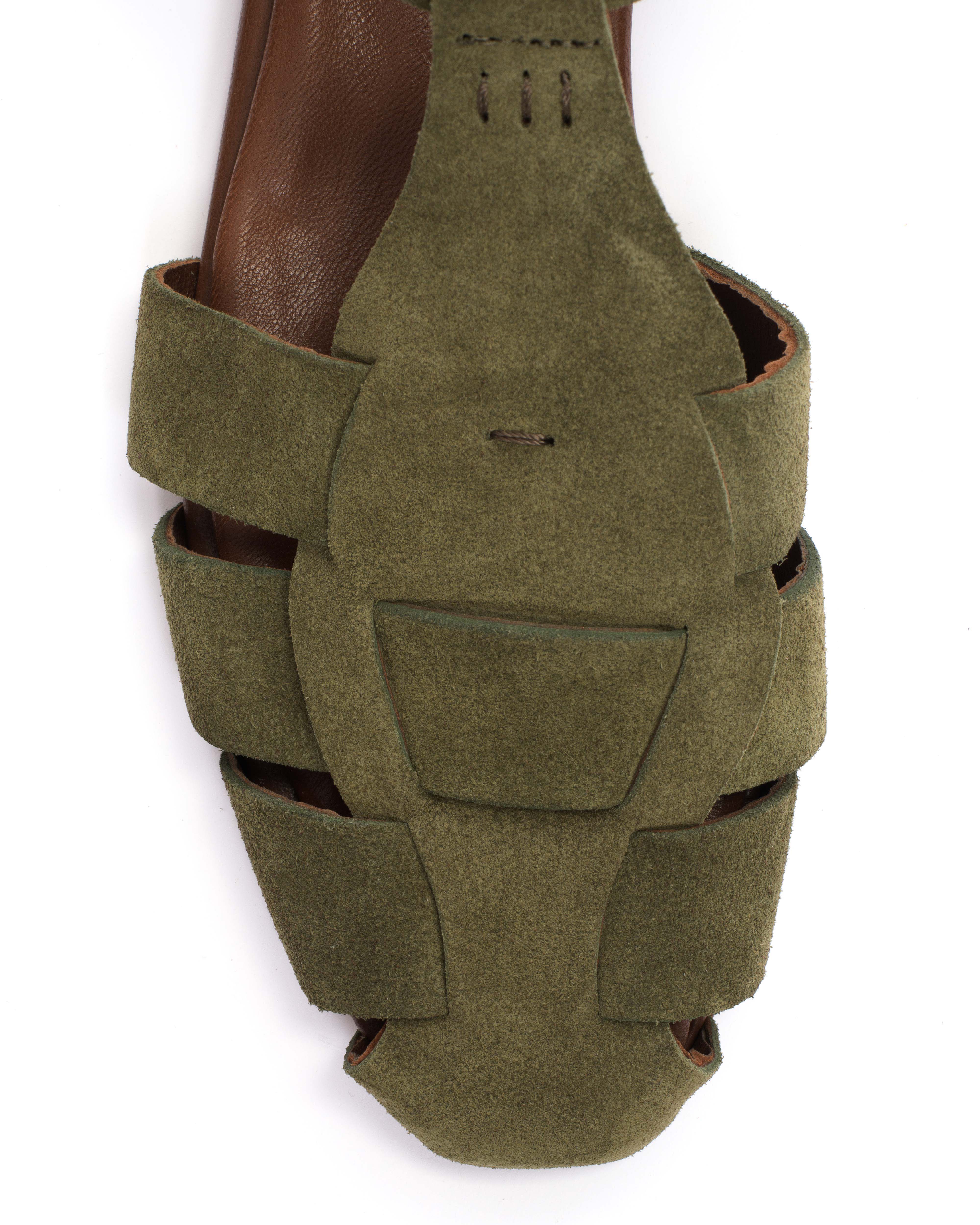 Lain flats Calf suede Olive green