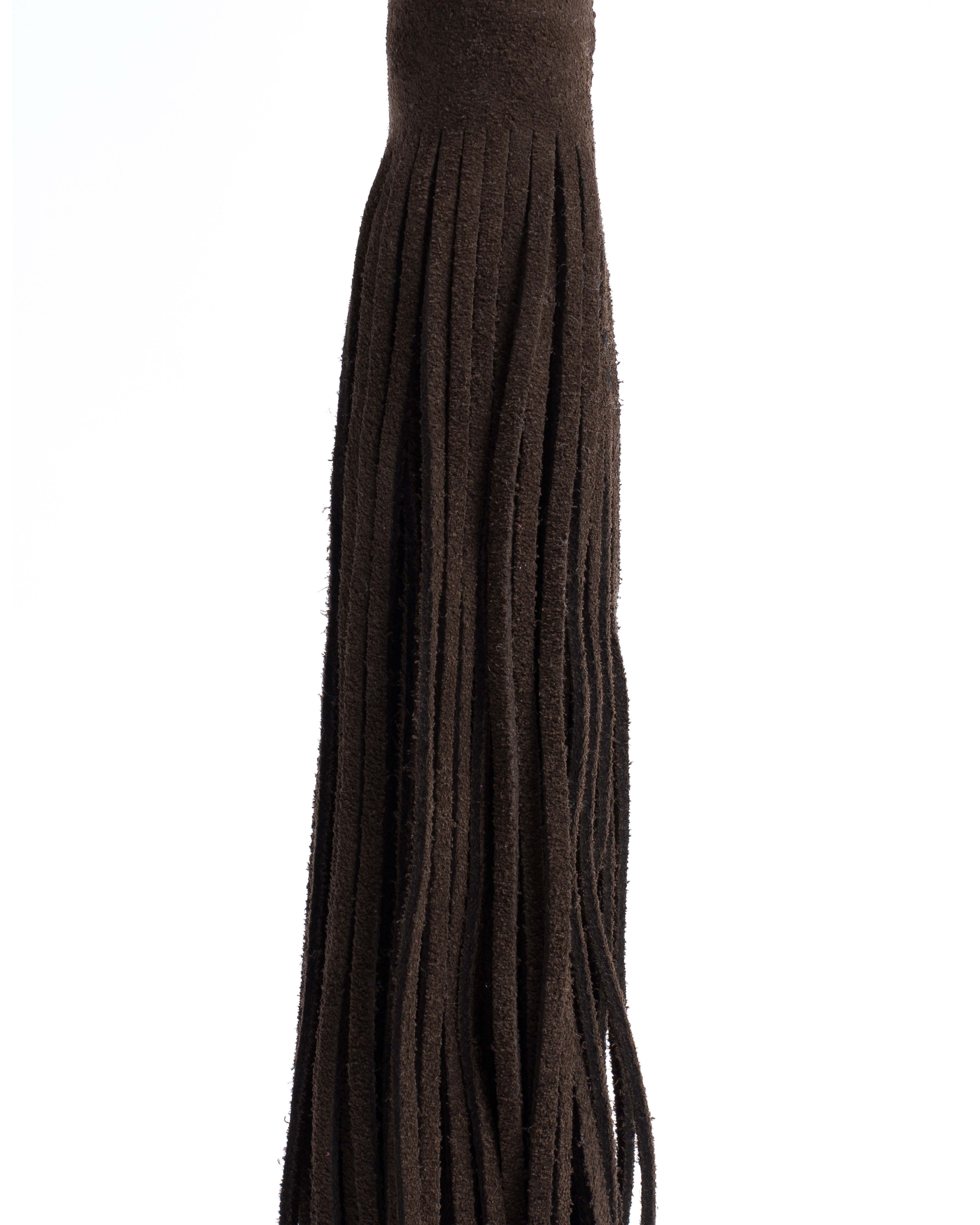 Langley fringe keyring Calf suede Coffee brown