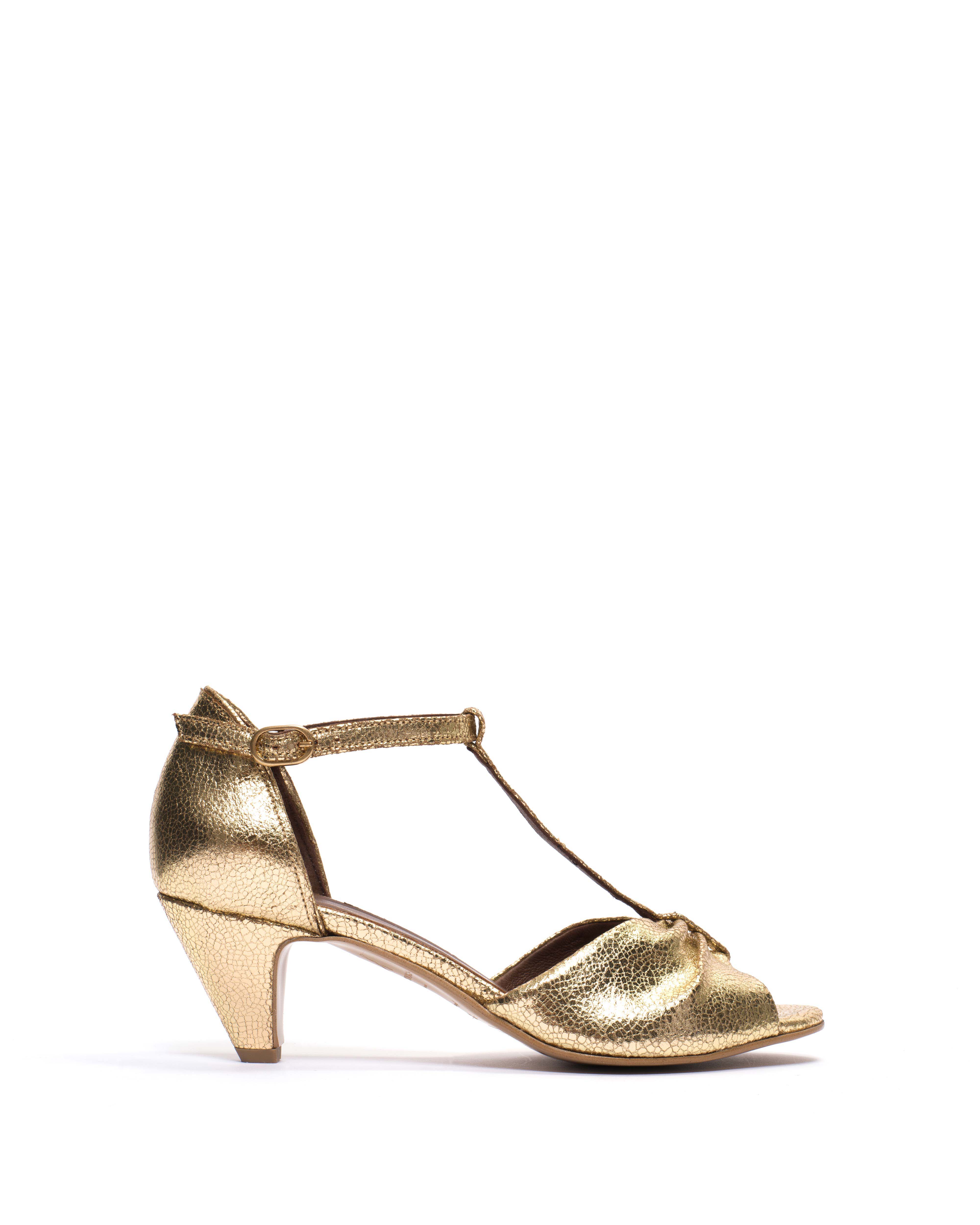 Linette 50 stiletto Crackled metallic goat Gold