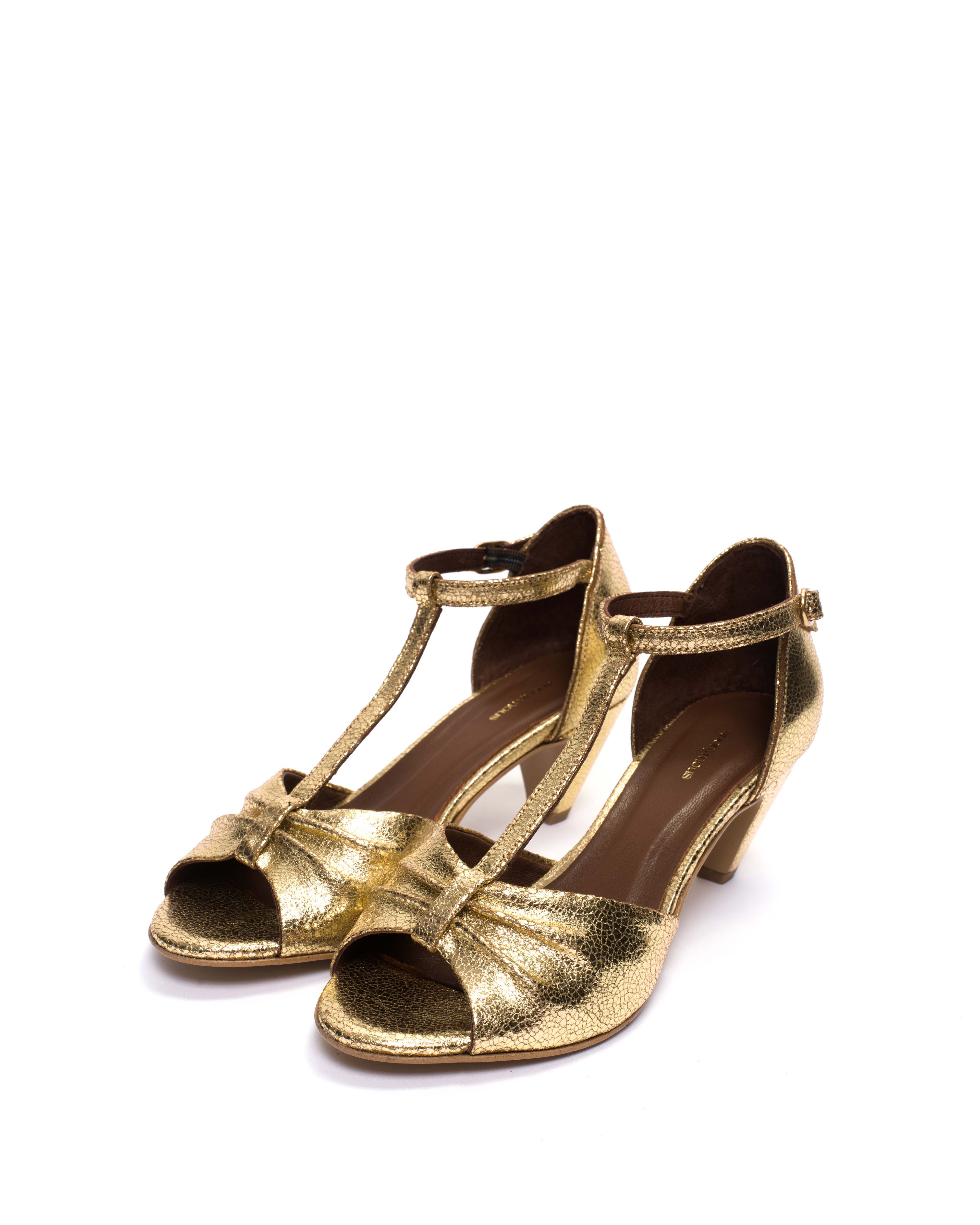 Linette 50 stiletto Crackled metallic goat Gold