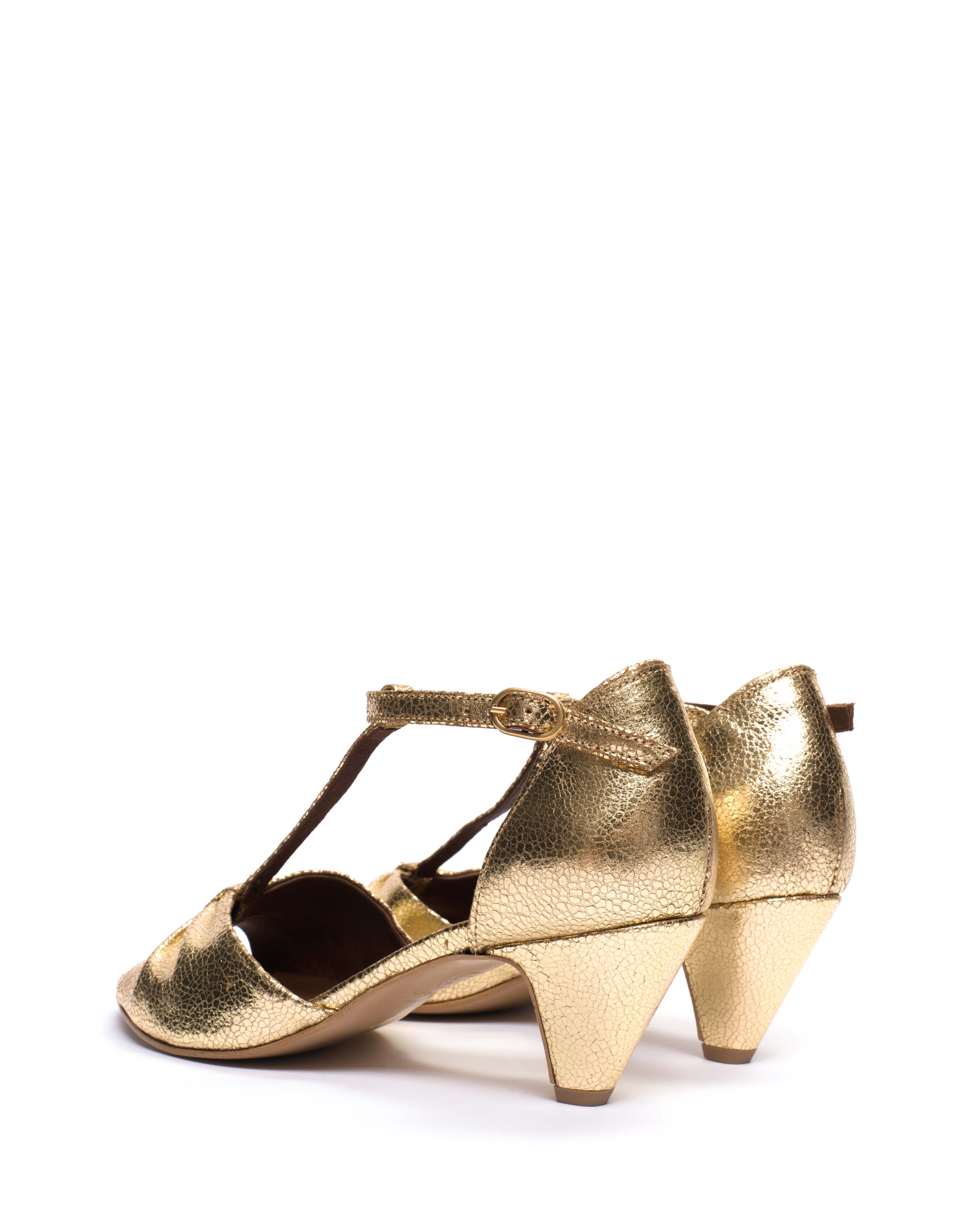 Linette 50 stiletto Crackled metallic goat Gold