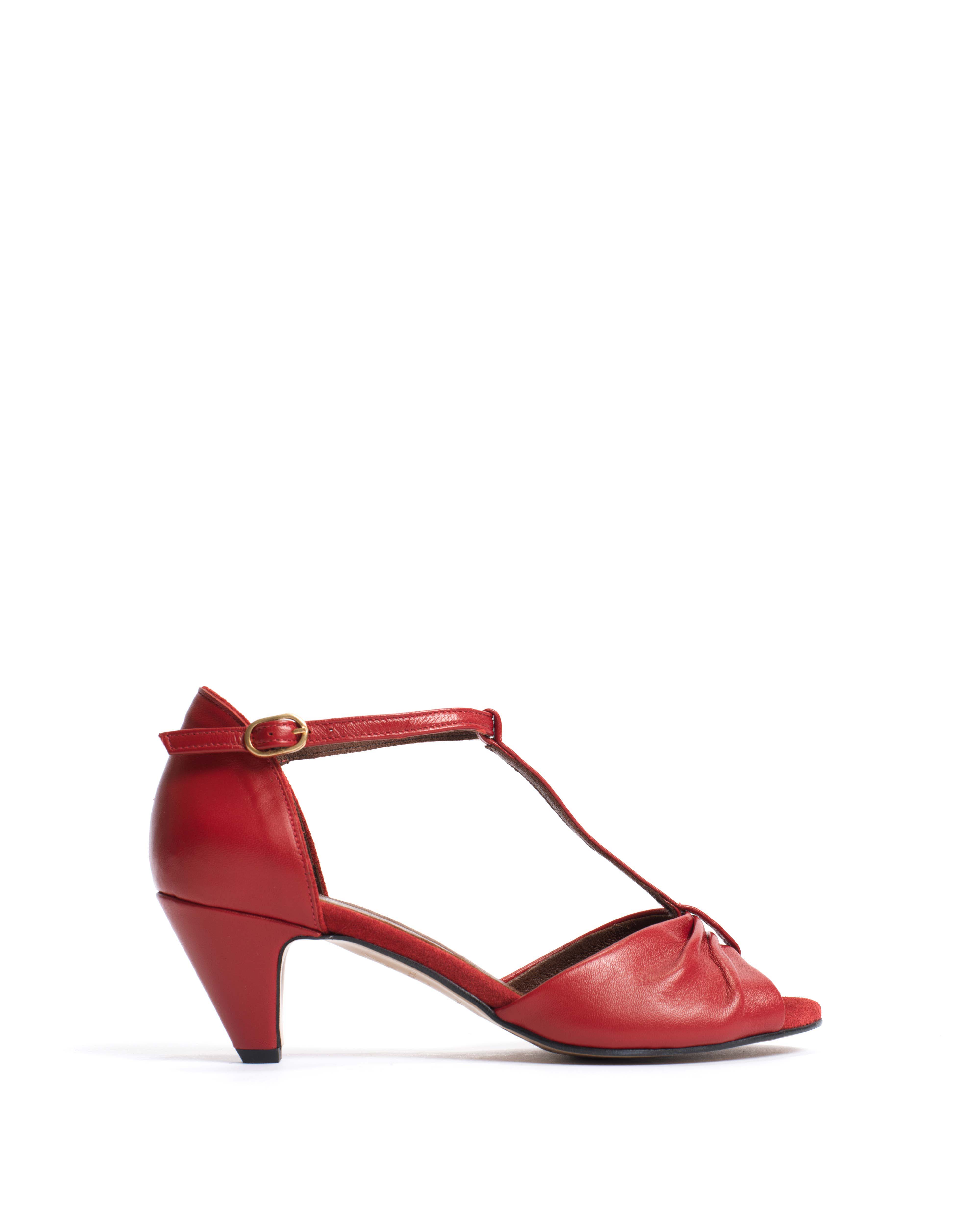 Linette 50 stiletto Shiny lamb Ruby red