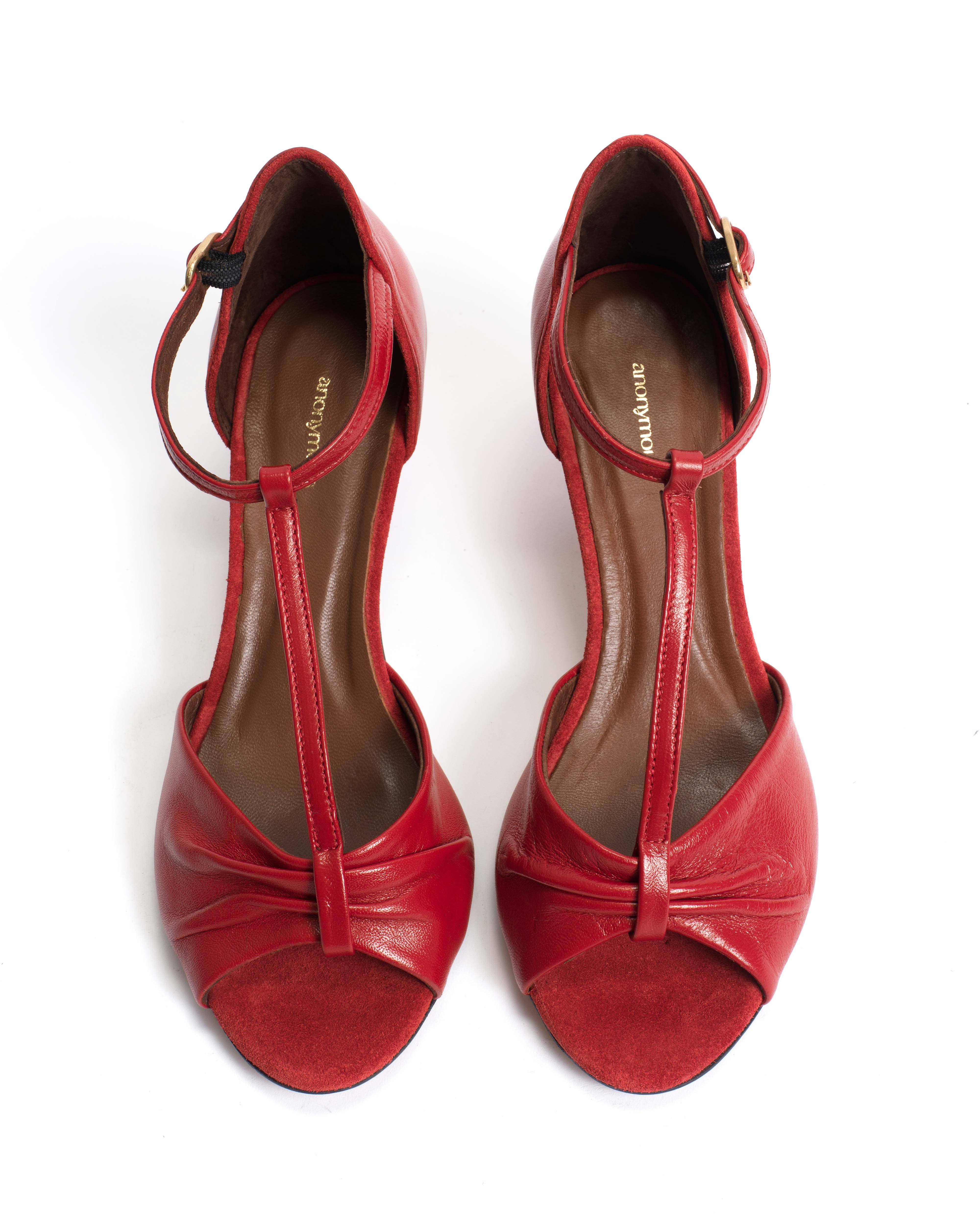 Linette 50 stiletto Shiny lamb Ruby red