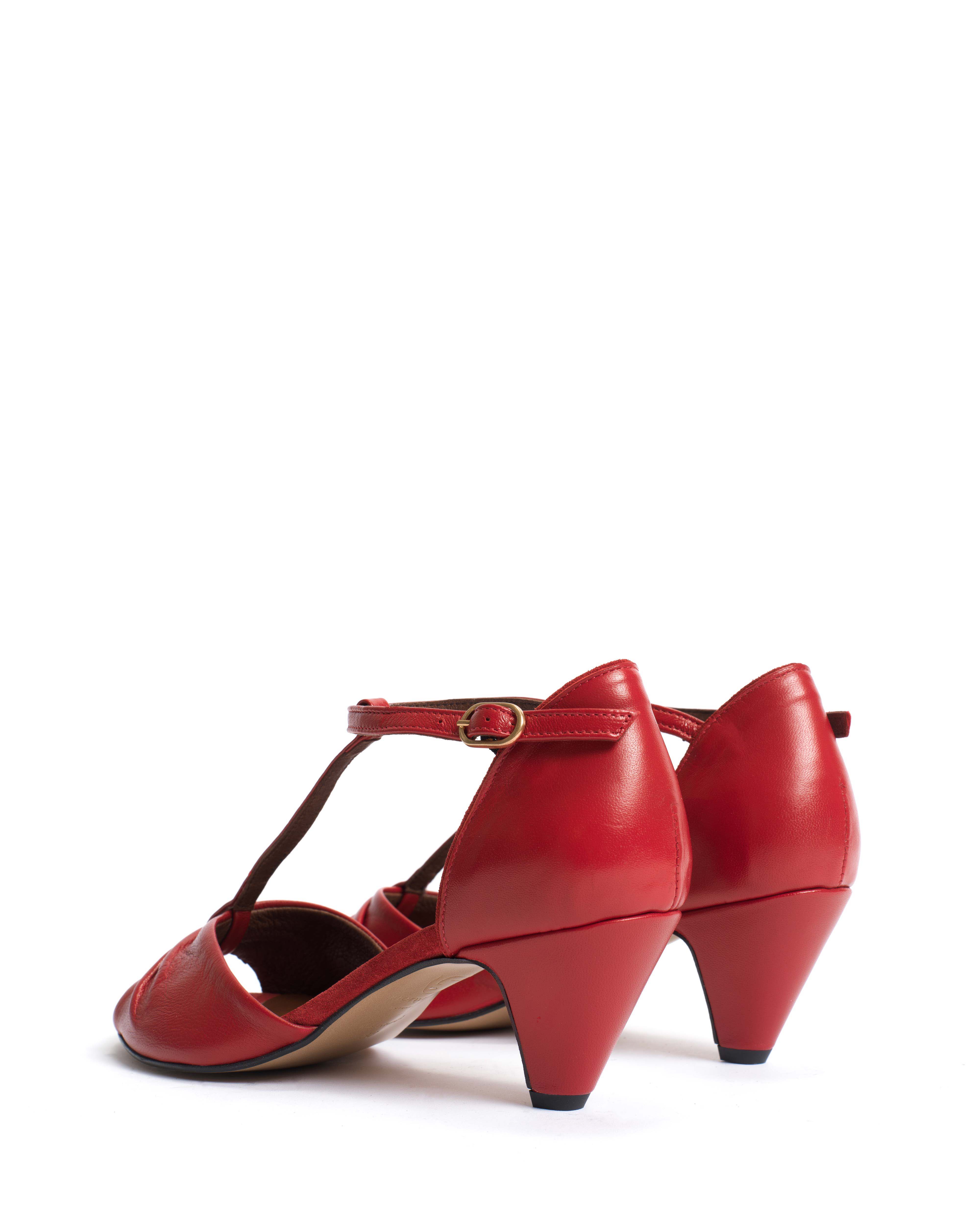 Linette 50 stiletto Shiny lamb Ruby red