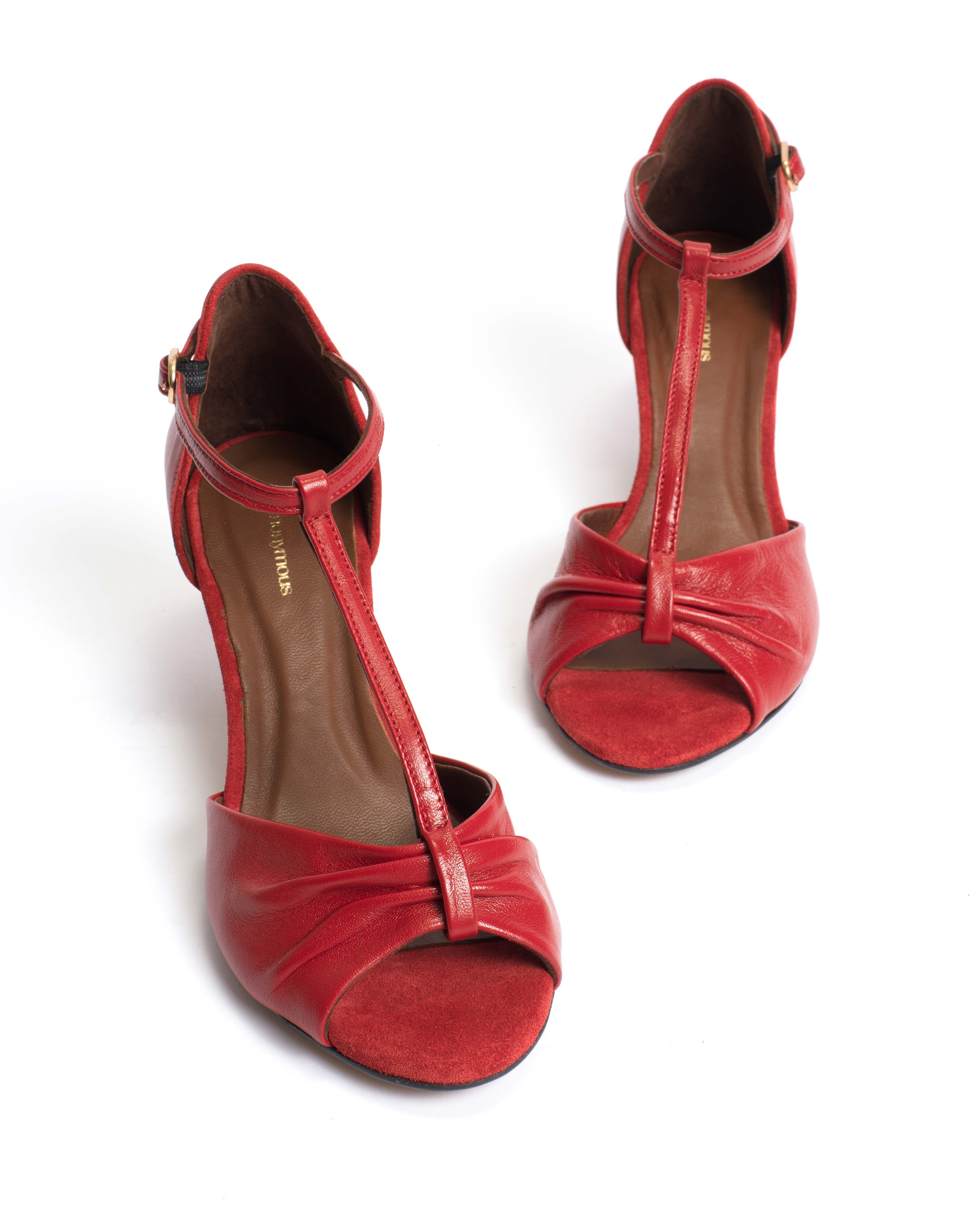Linette 50 stiletto Shiny lamb Ruby red
