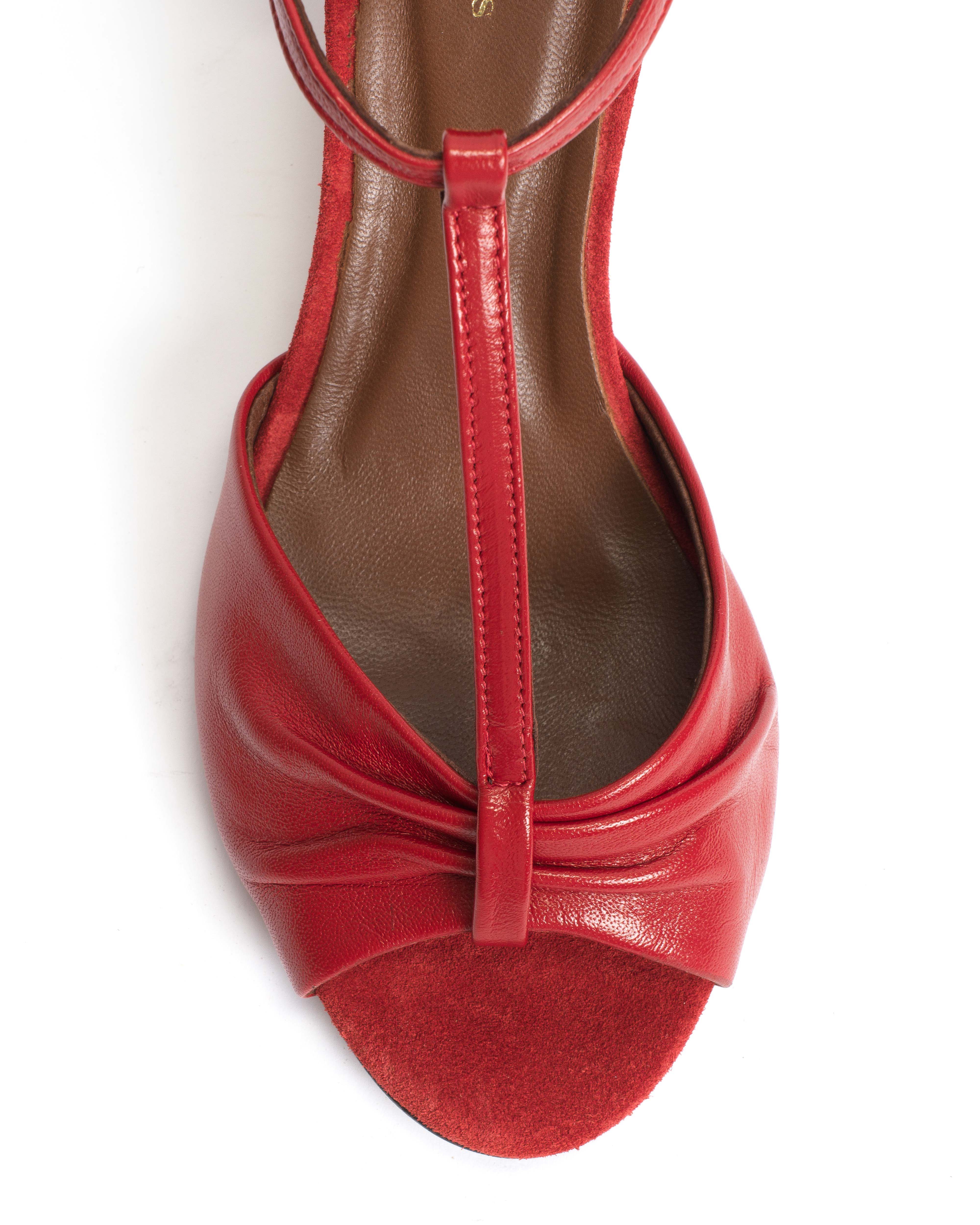 Linette 50 stiletto Shiny lamb Ruby red