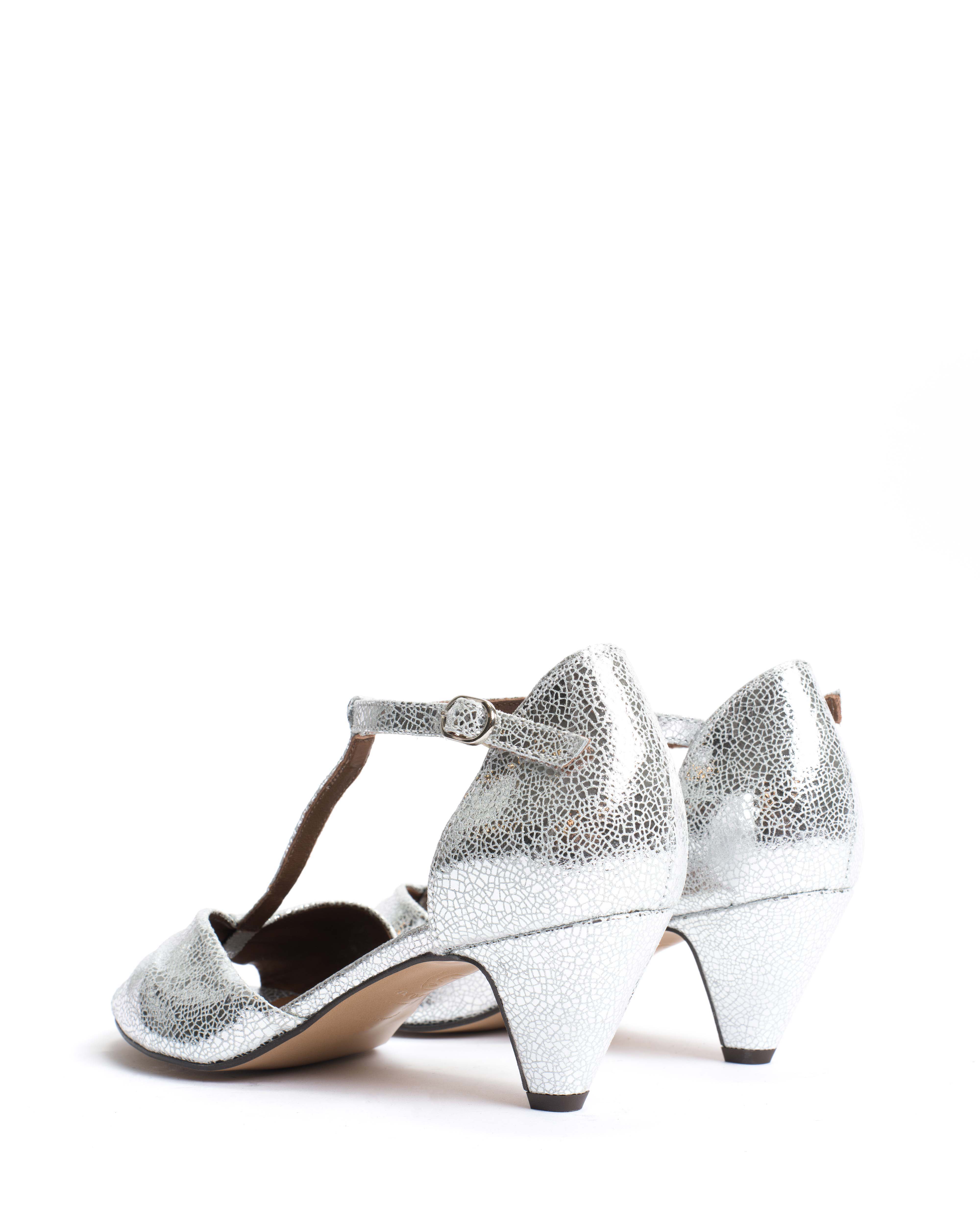 Linette 50 stiletto Crackled metallic goat Silver