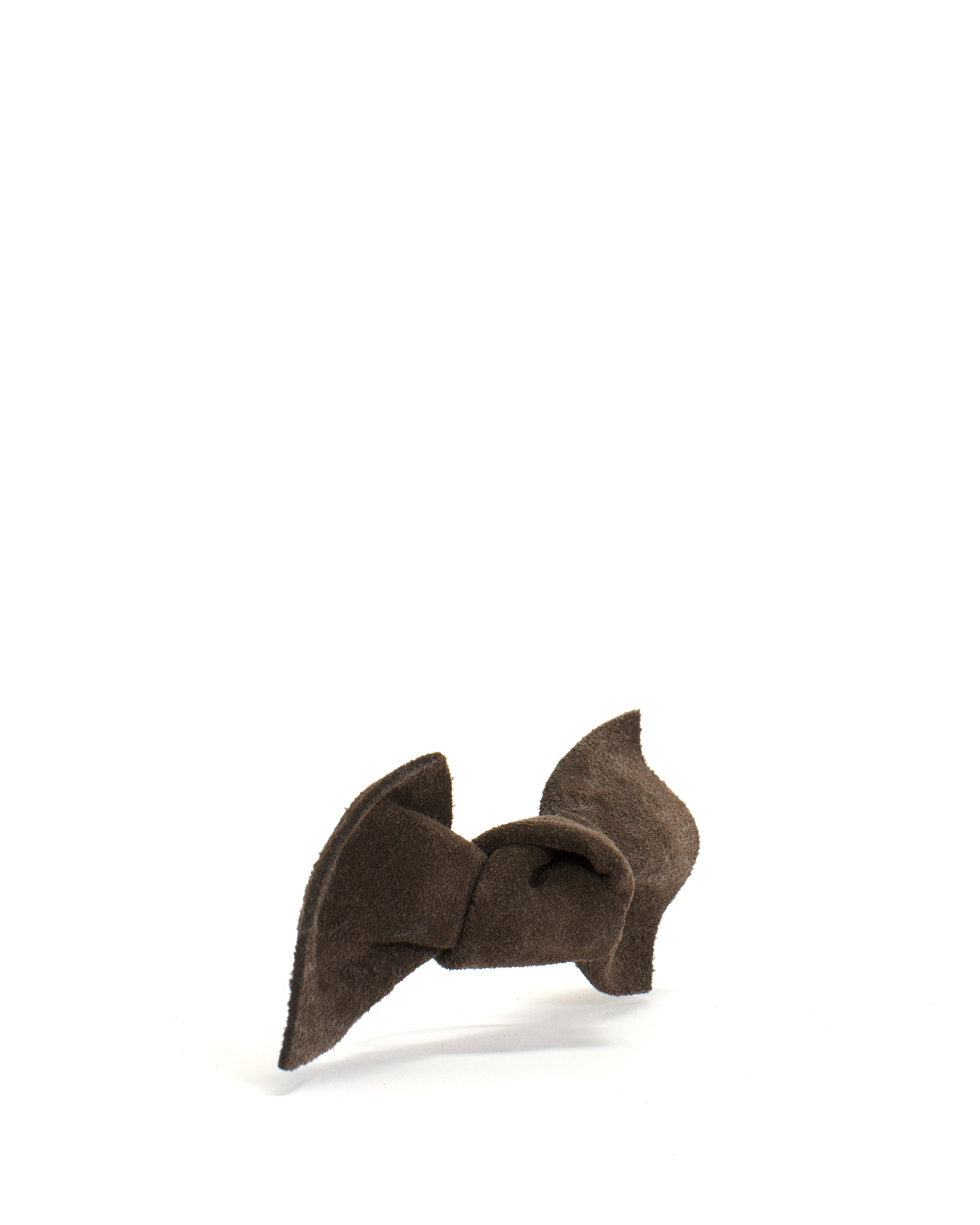 Linnie hair elastic grand bow Calf suede Coffee brown