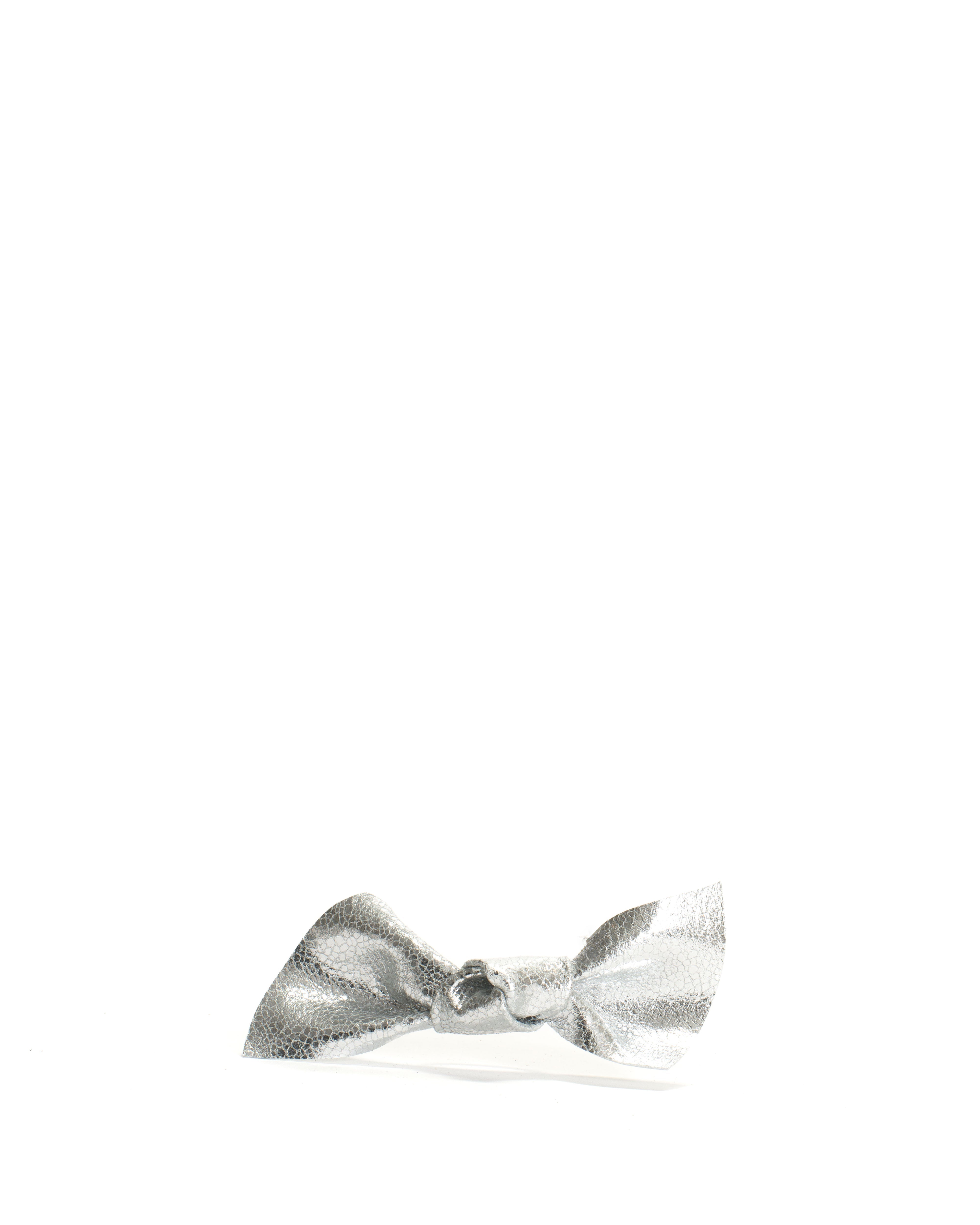Linnie hair elastic grand bow Crackled metallic goat Silver