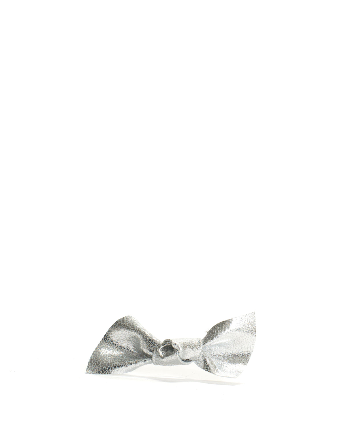 Linnie hair elastic grand bow Crackled metallic goat Silver