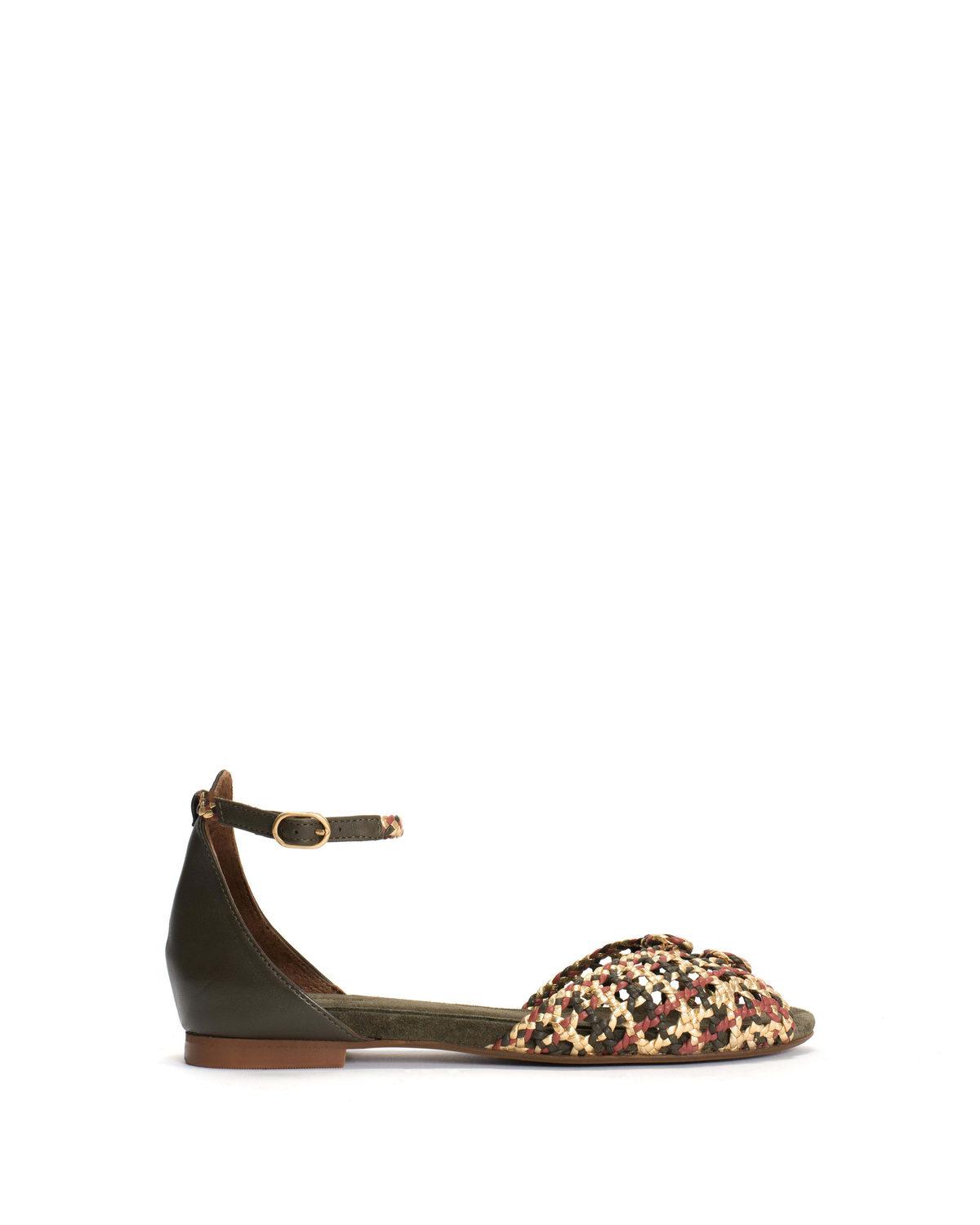 Lucy 10 hand-braided leather Hand-braided leather Gold & olive green & cherry red