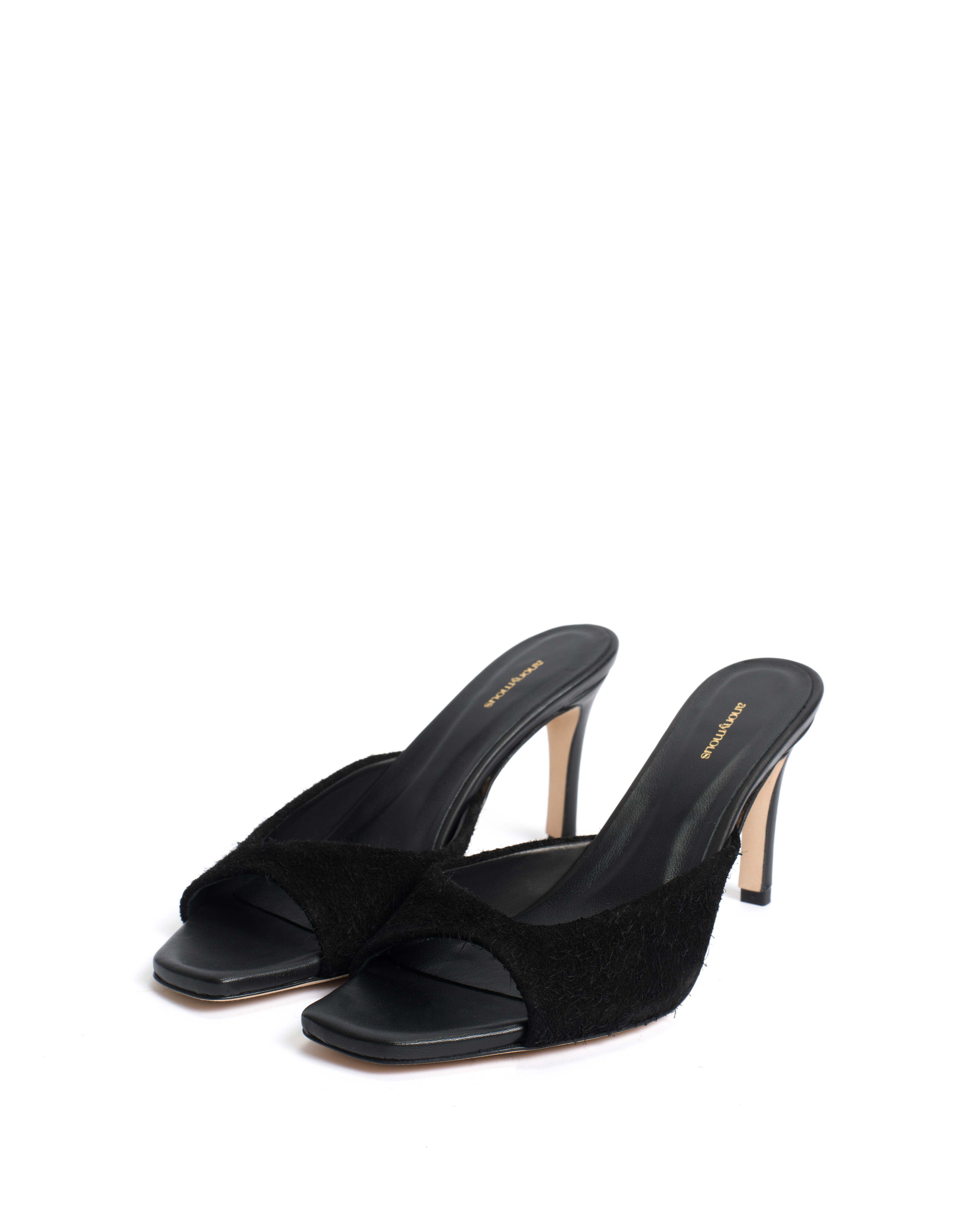 Mazy 75 Plushed calf suede Black