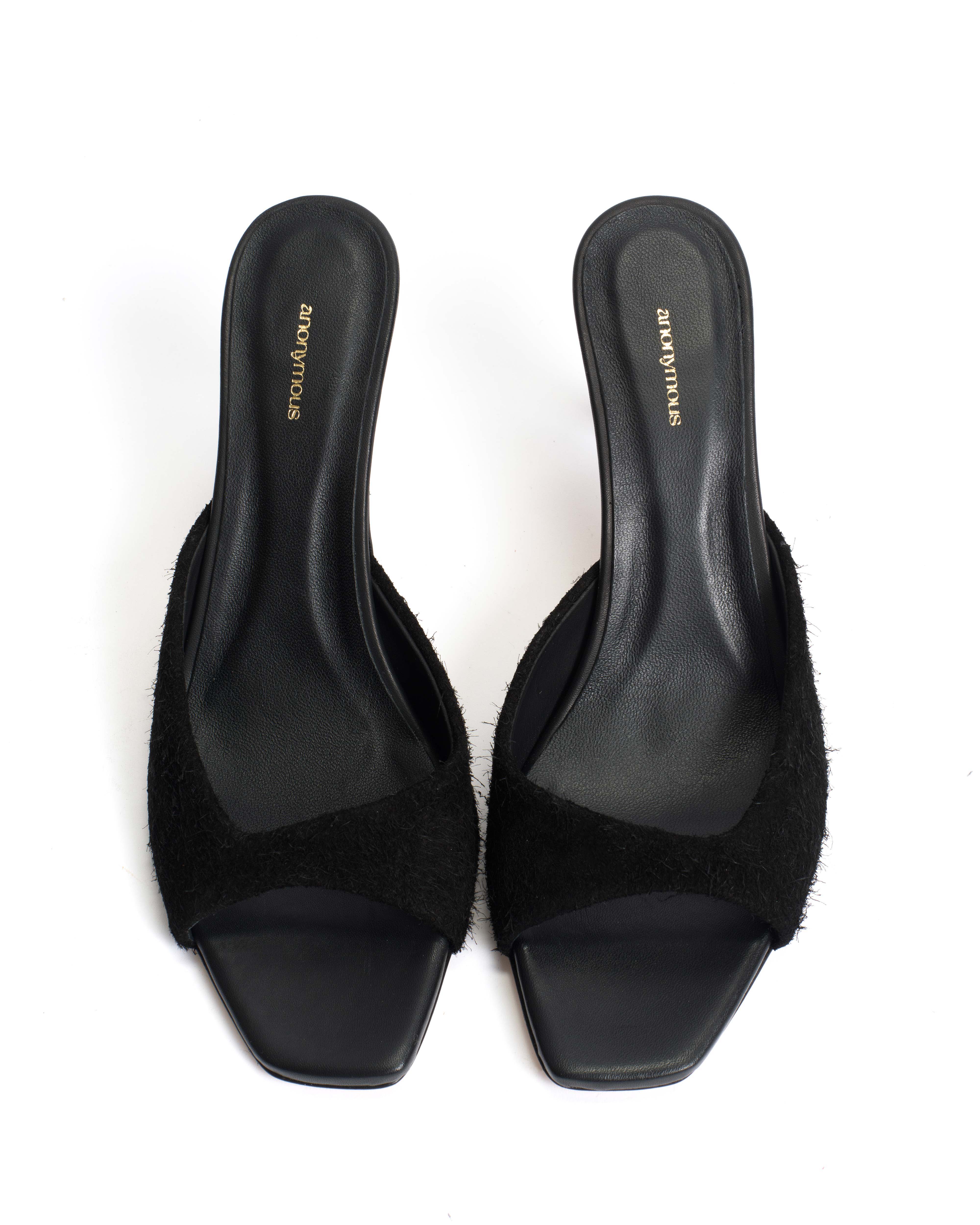Mazy 75 Plushed calf suede Black