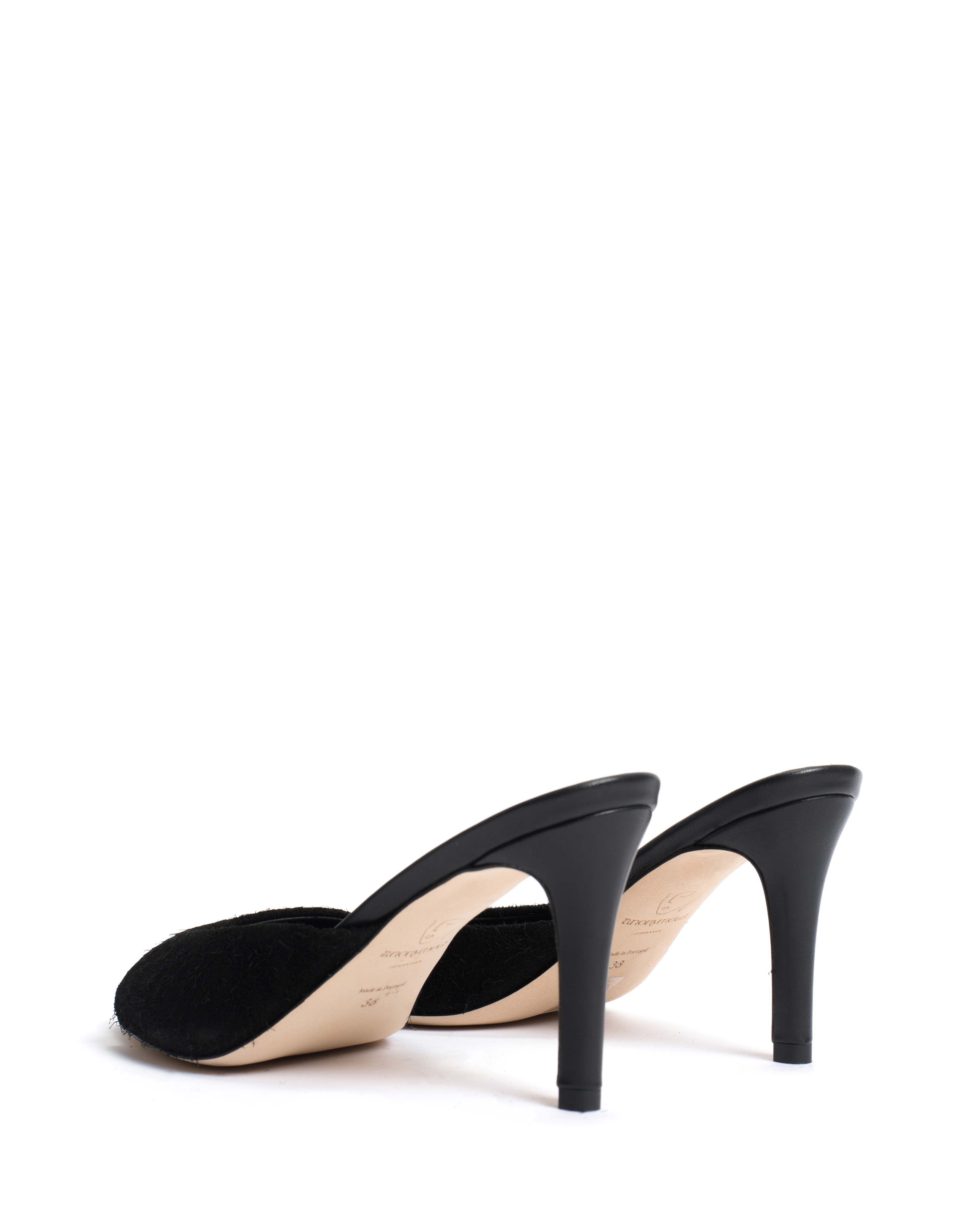 Mazy 75 Plushed calf suede Black
