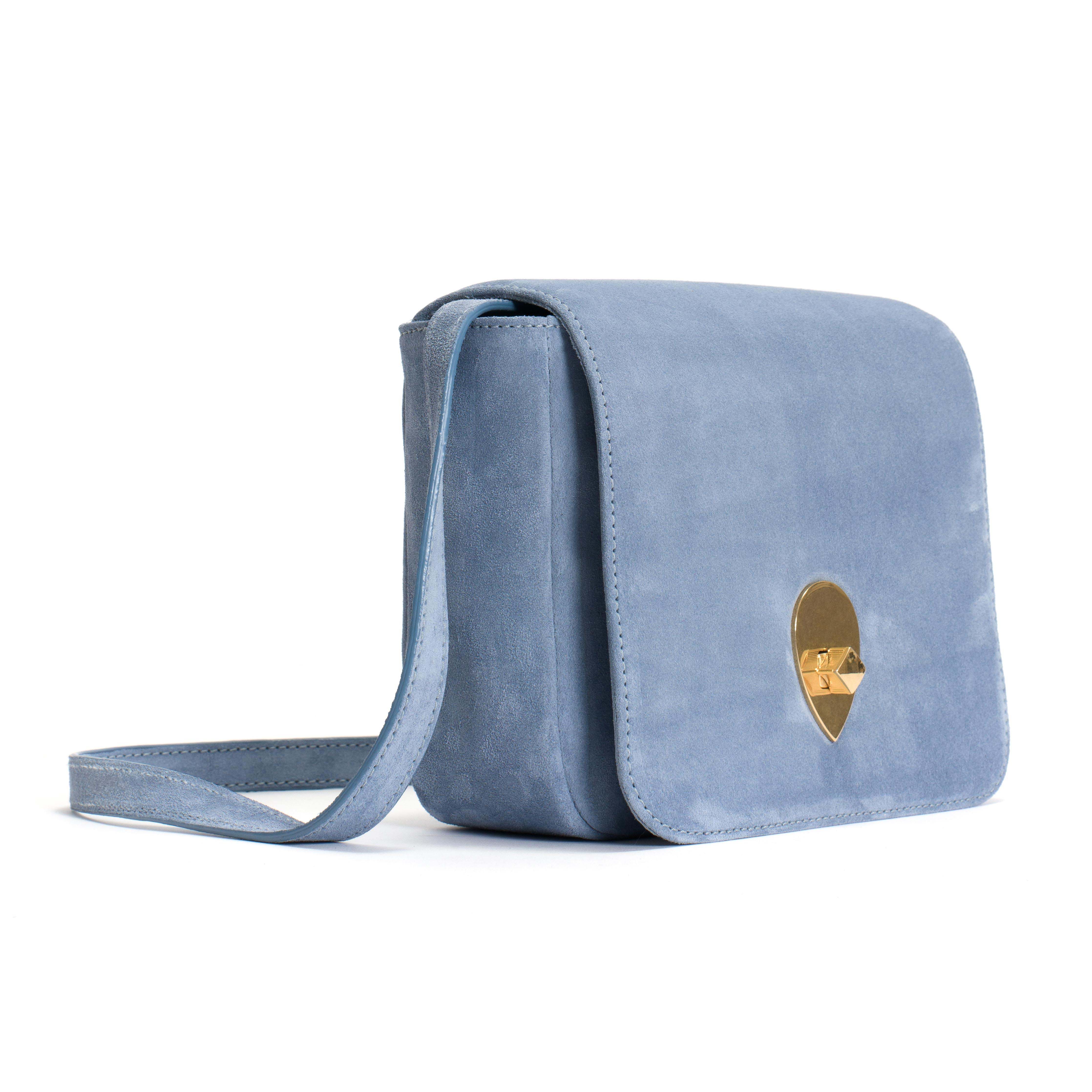 Nielle petite crossover bag Calf suede Lichen blue