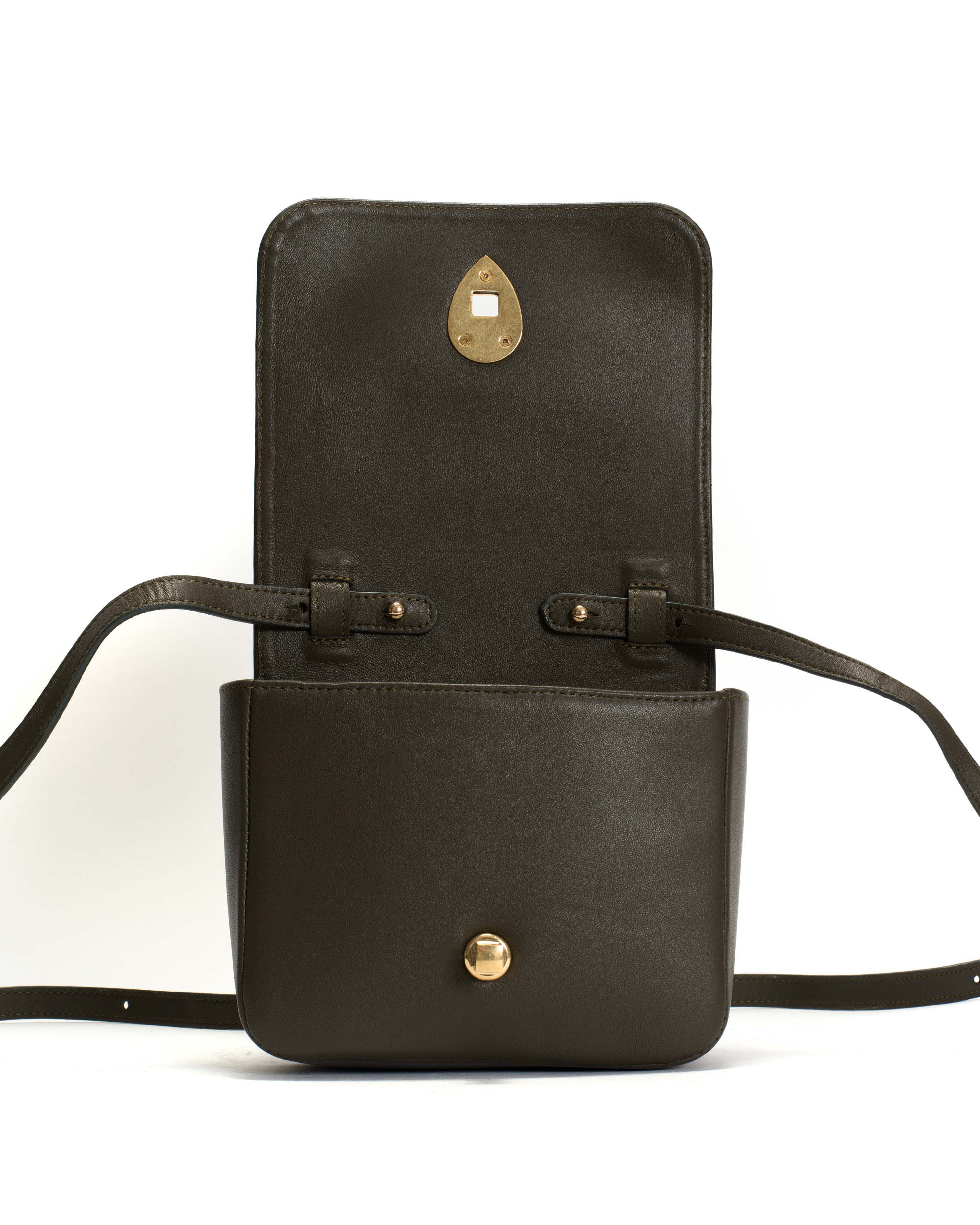 Nielle petite crossover bag Shiny lamb Moss green