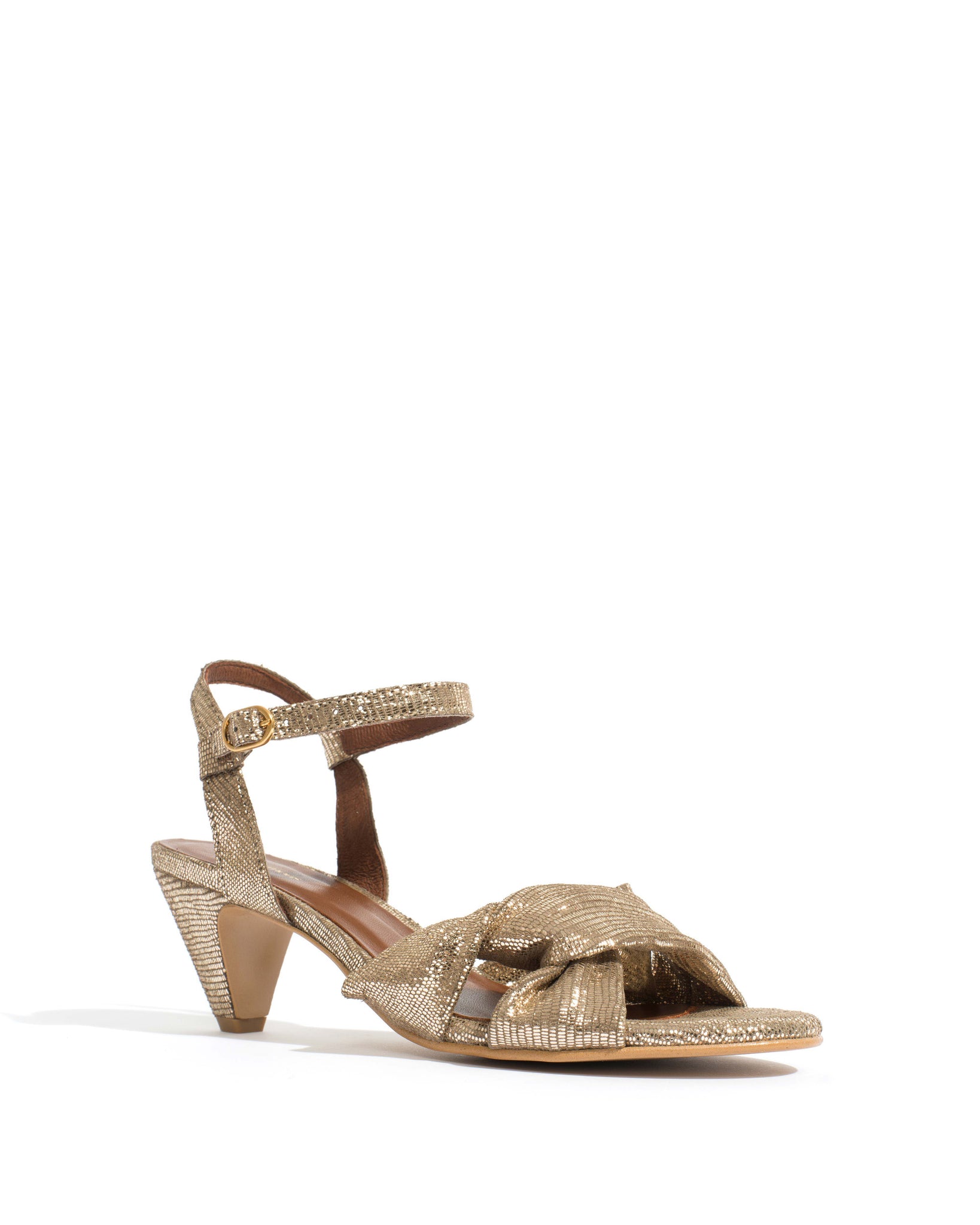 Kamilah 50 stiletto Lizard metallic goat Vintage champagne - Anonymous Copenhagen Shoes