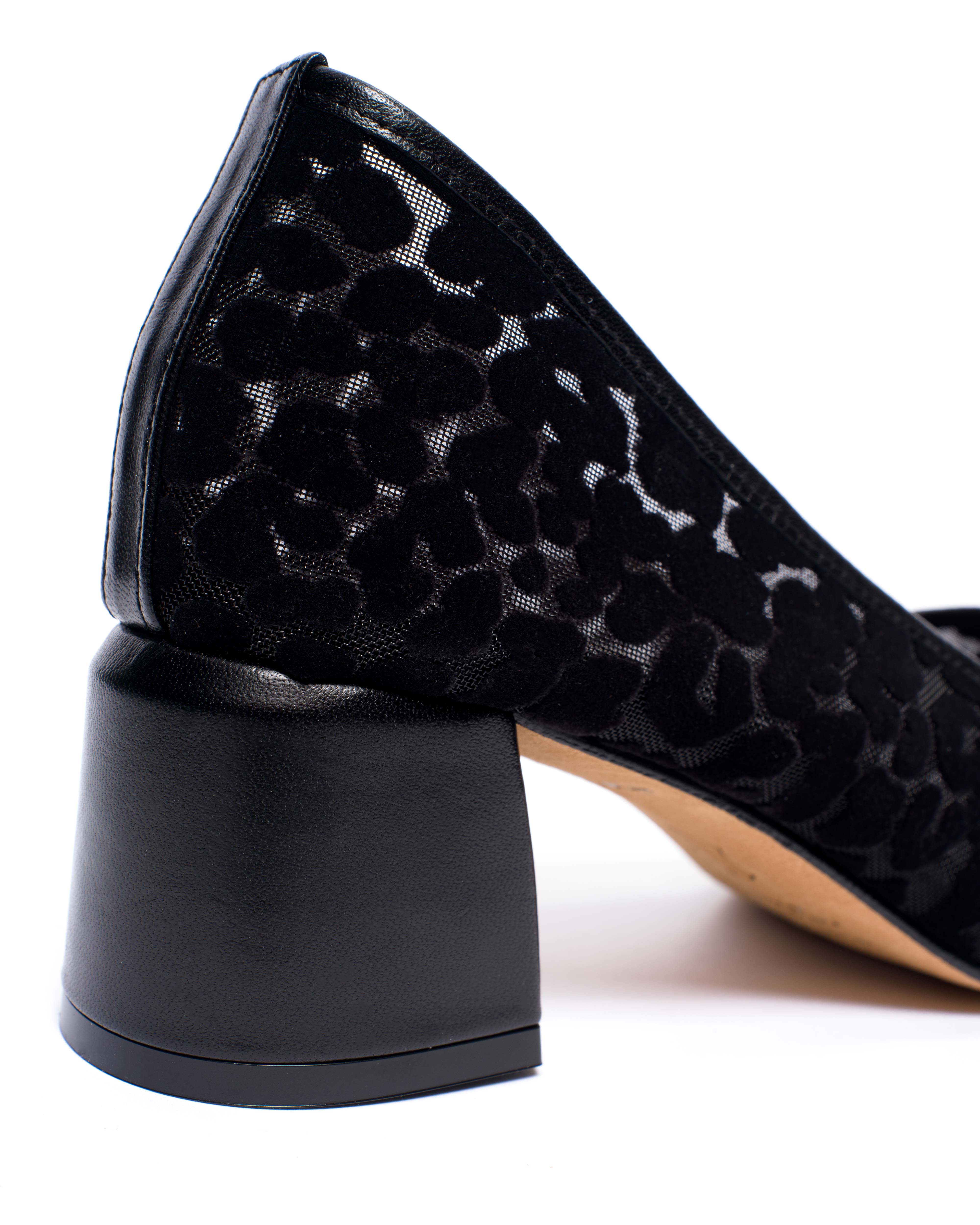 Sacha 40 mesh Shiny lamb & mesh velvet leopard Black