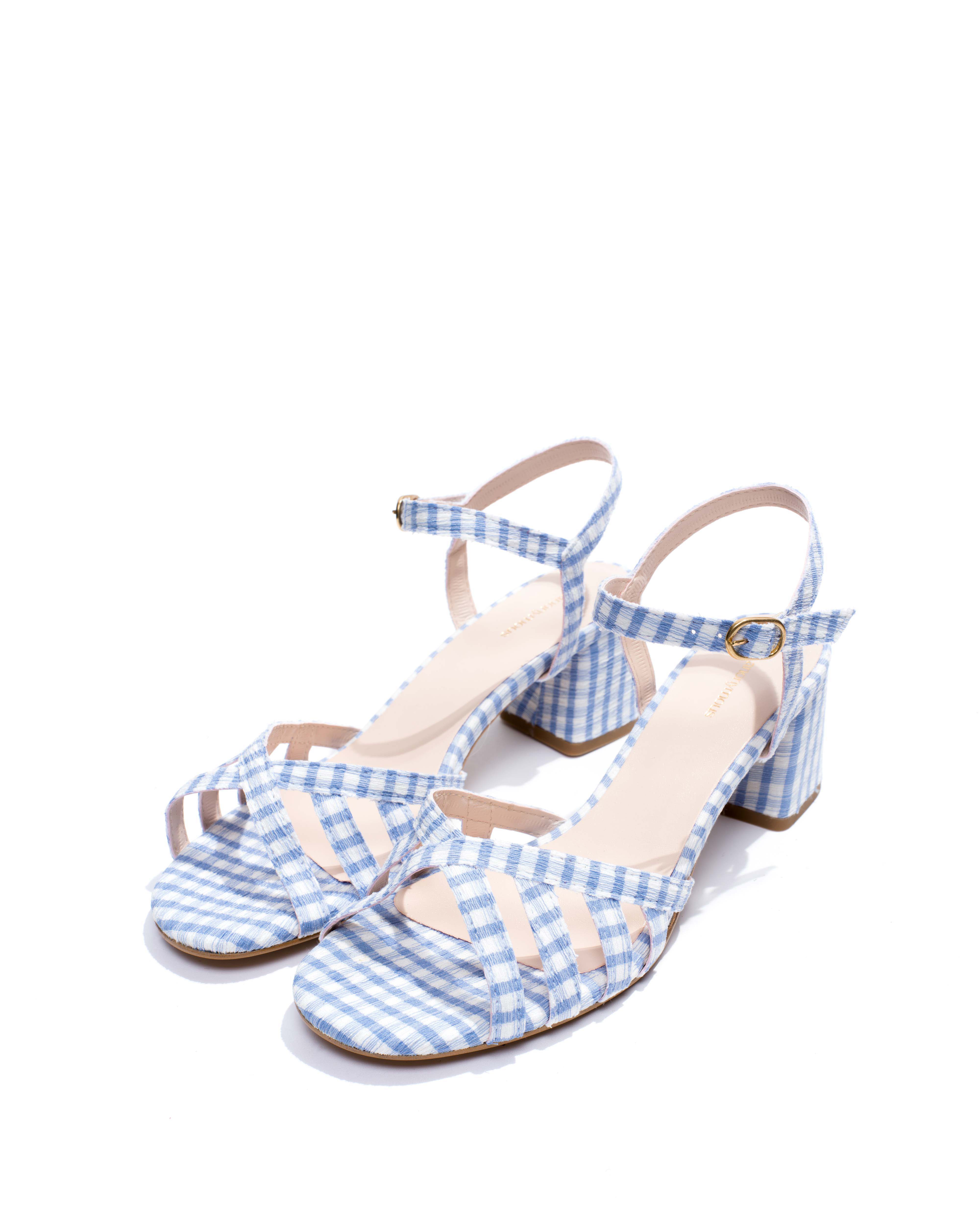 Issi 55 Pleated gingham vegan Bubble blue