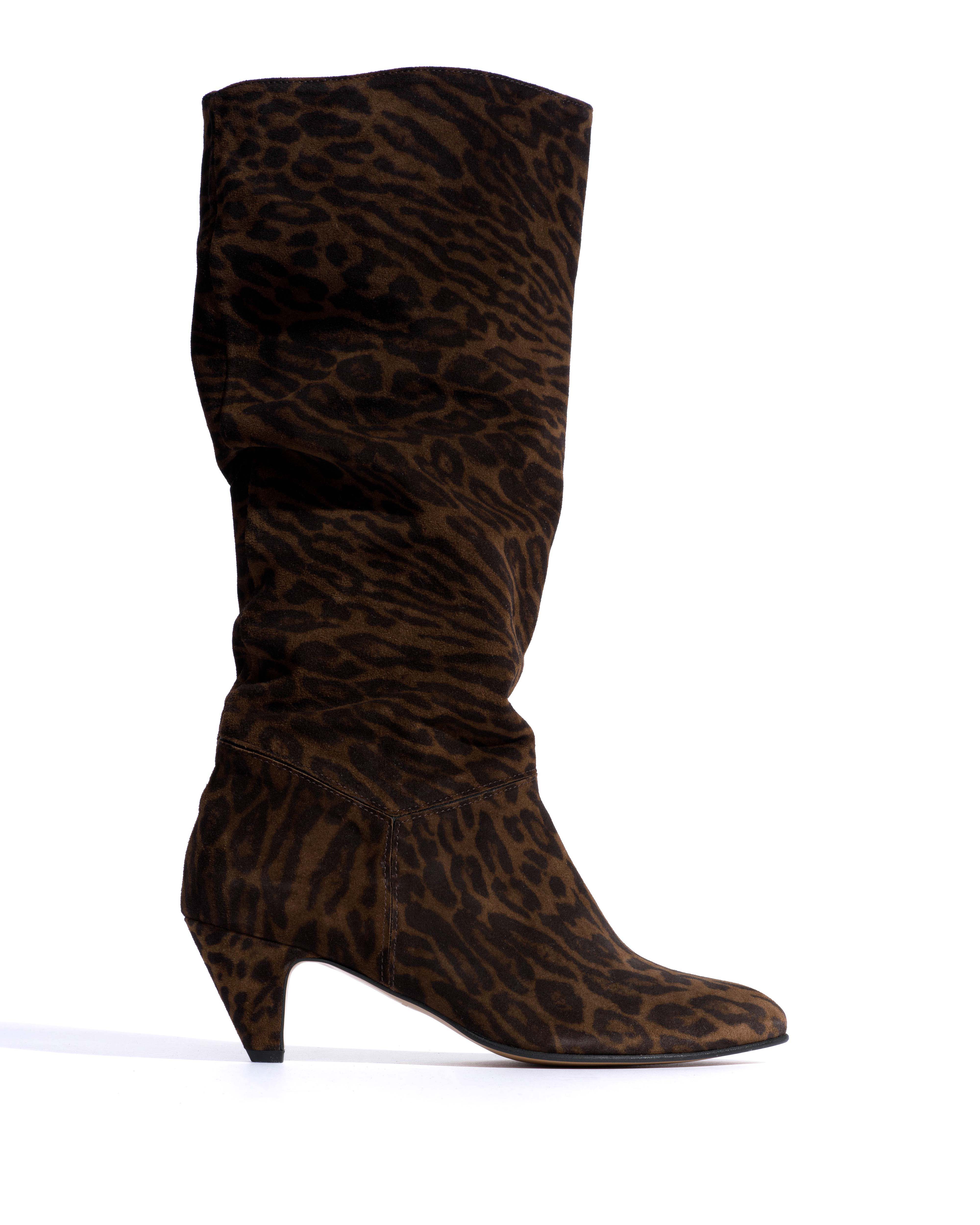 Jasmina 50 stiletto Calf suede print & sleek leather Jaguar & black
