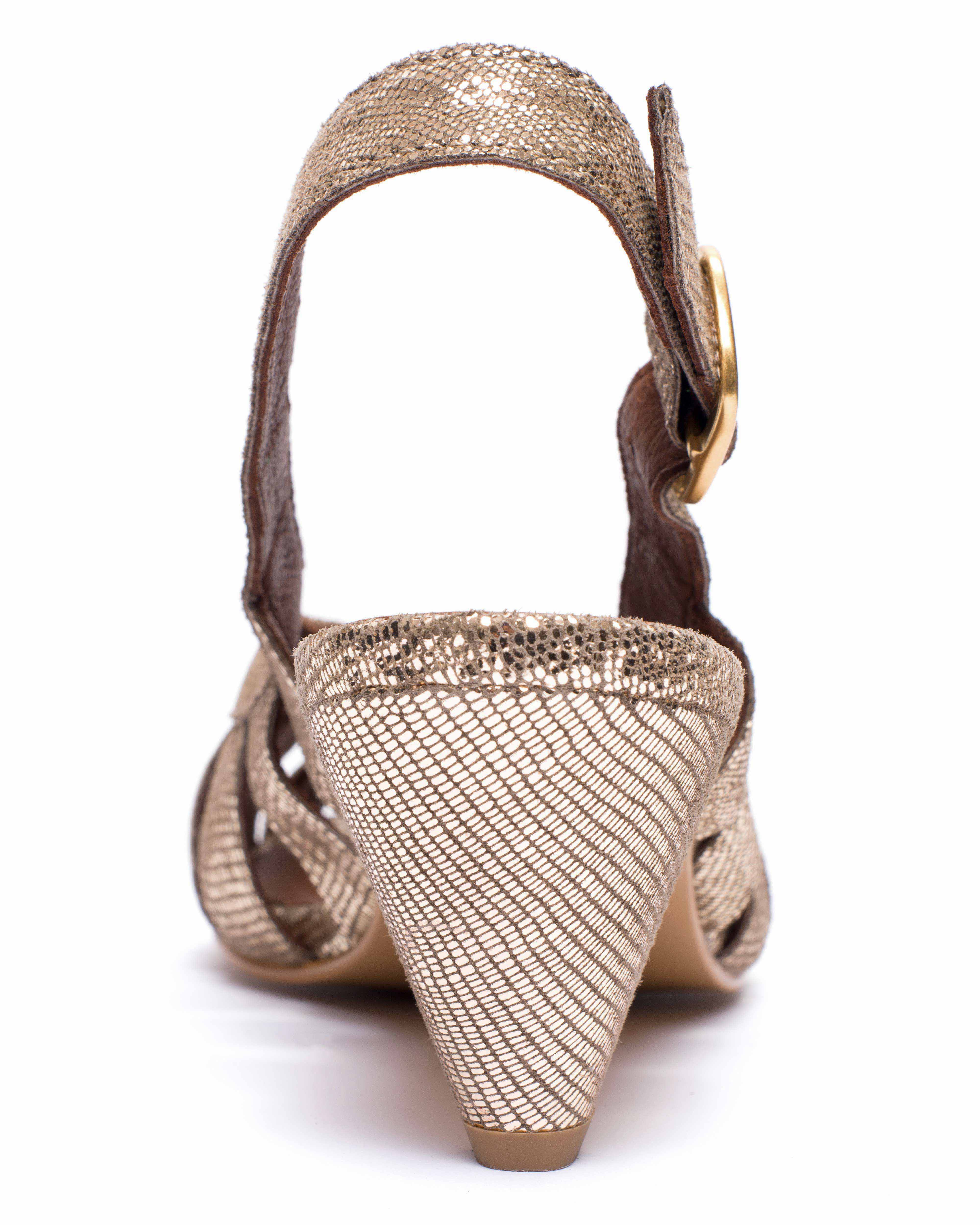 Sophie 50 stiletto Lizard metallic goat Vintage champagne