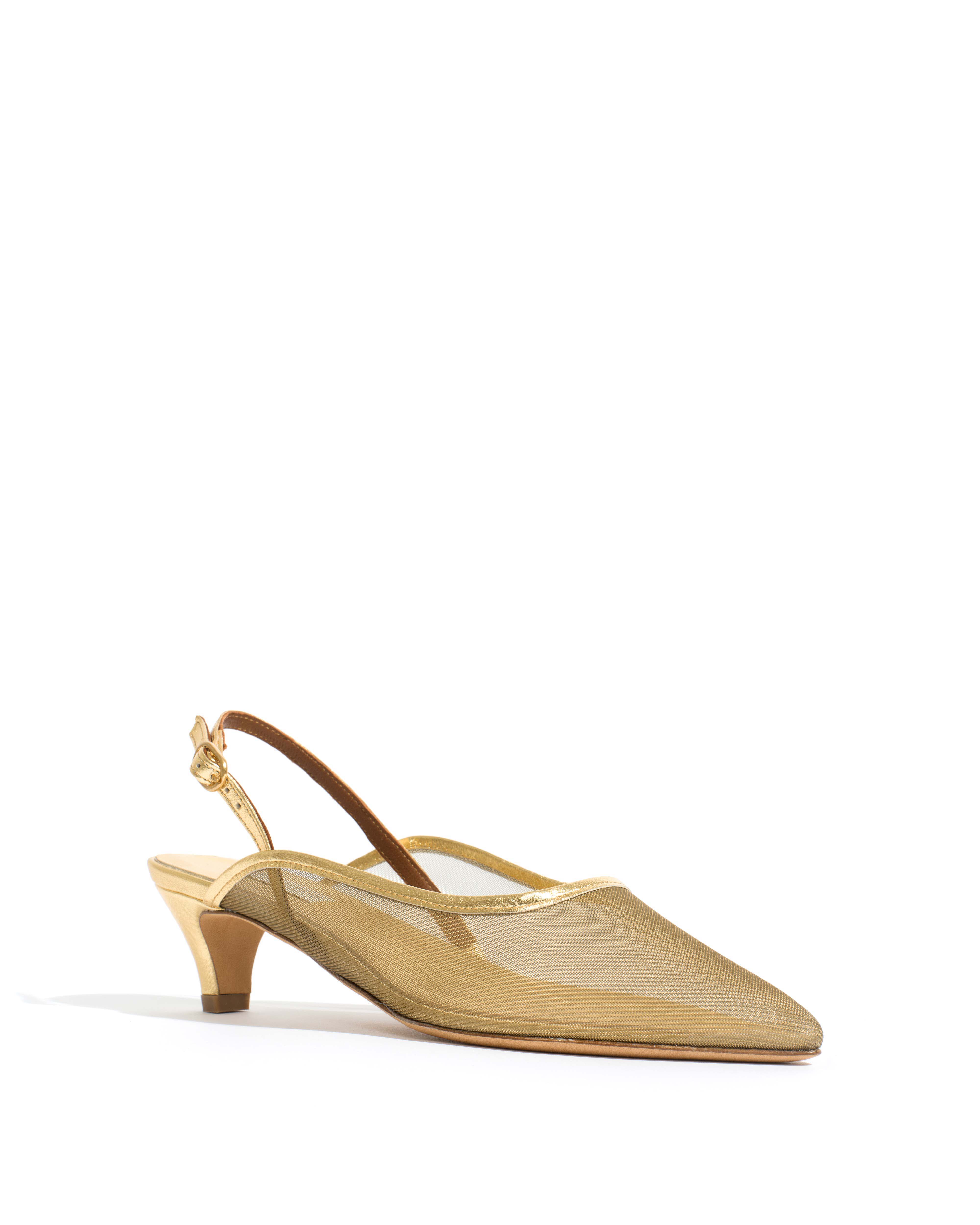 Fanny 40 stiletto mesh Metallic goat & mesh Gold