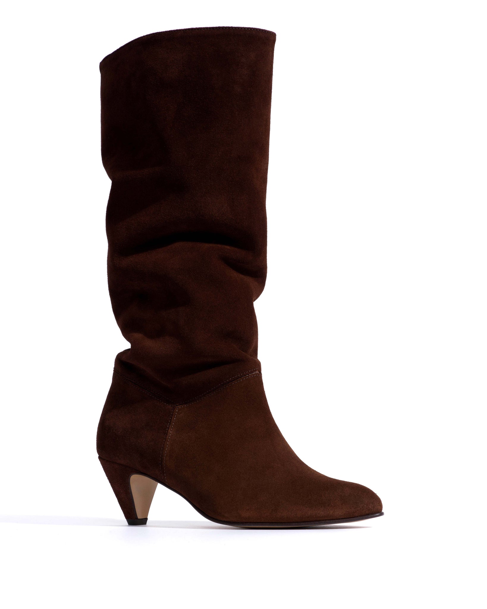 Jasmina 50 stiletto Calf suede & sleek leather Chocolate -