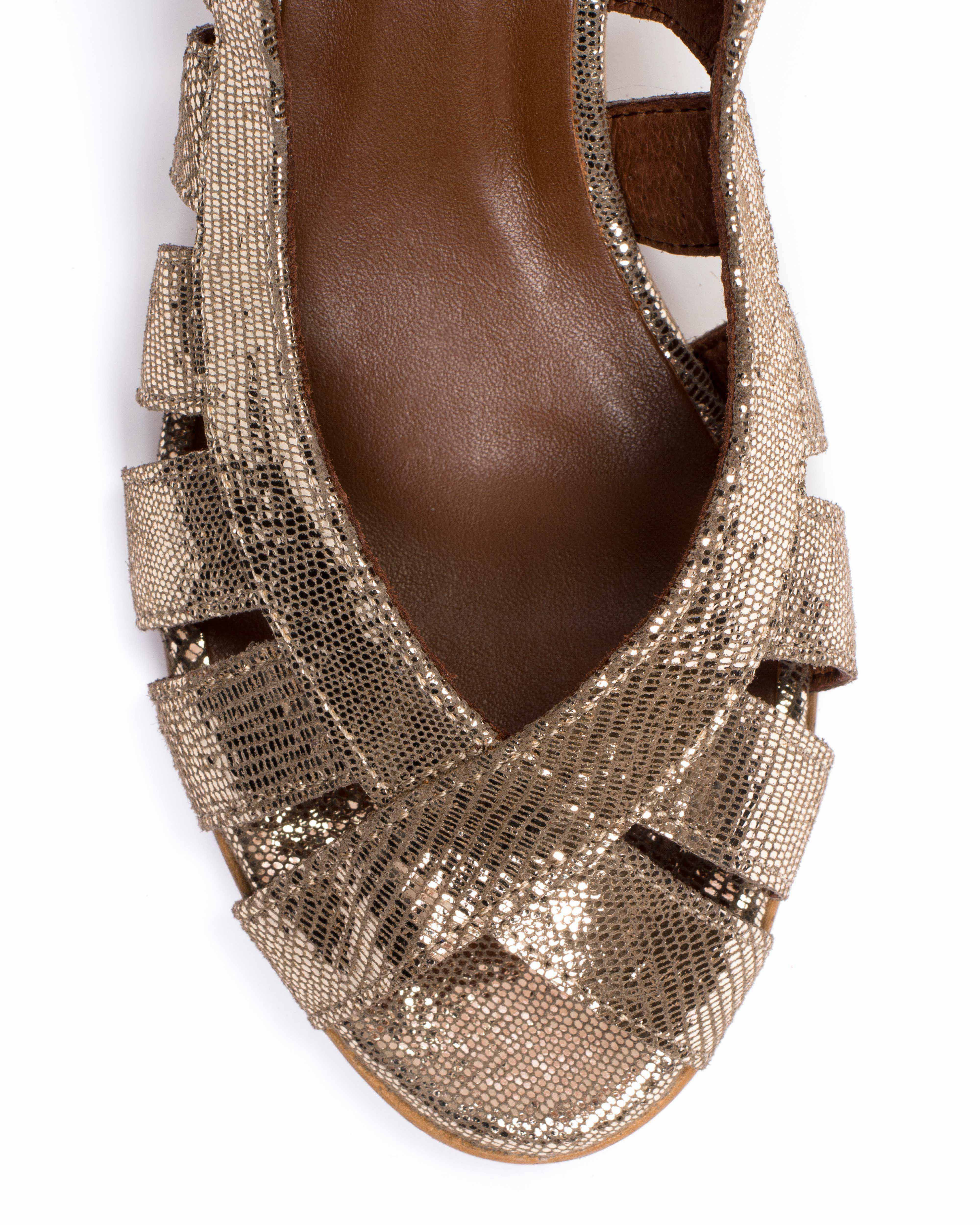 Sophie 50 stiletto Lizard metallic goat Vintage champagne