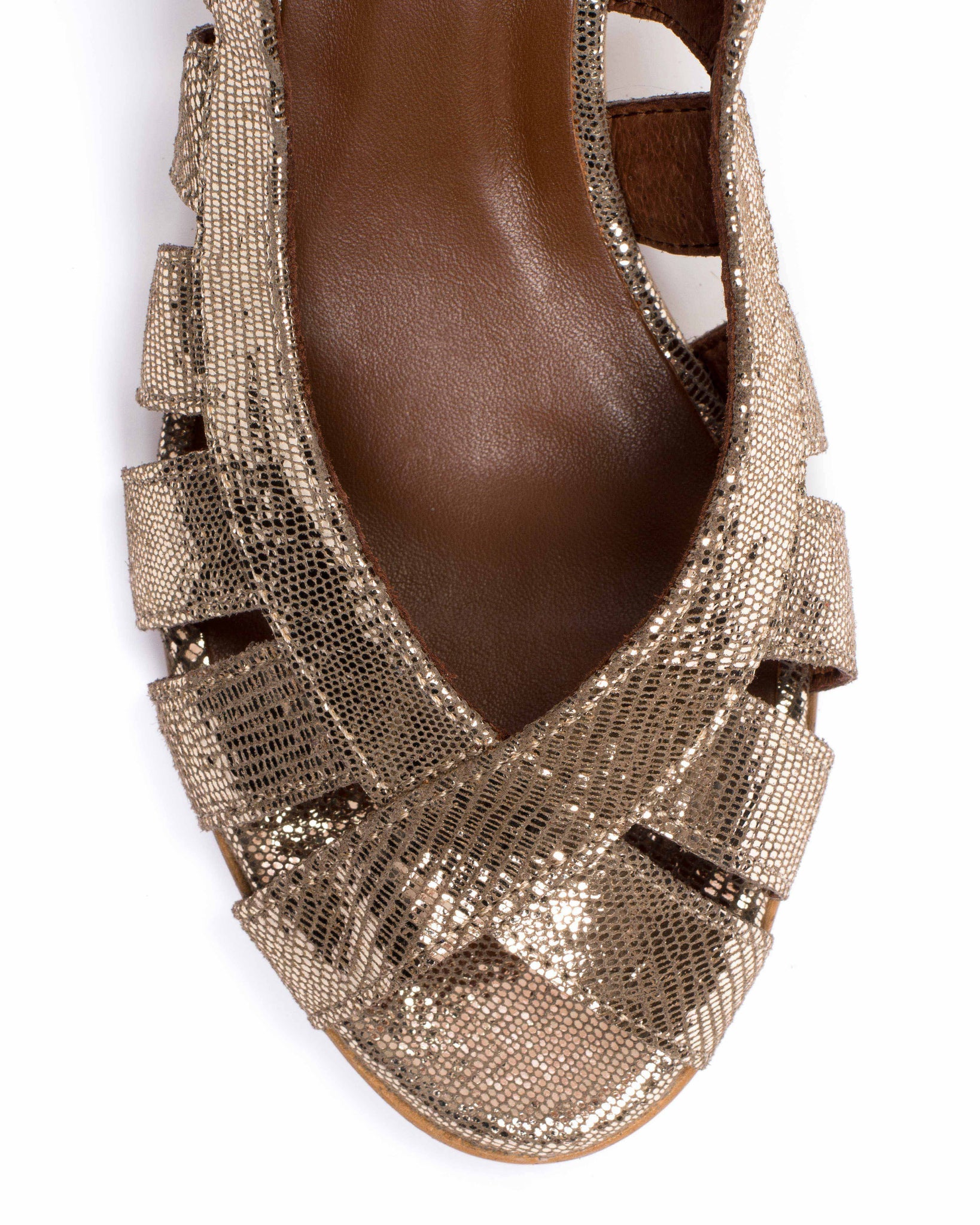 Sophie 50 stiletto Lizard metallic goat Vintage champagne