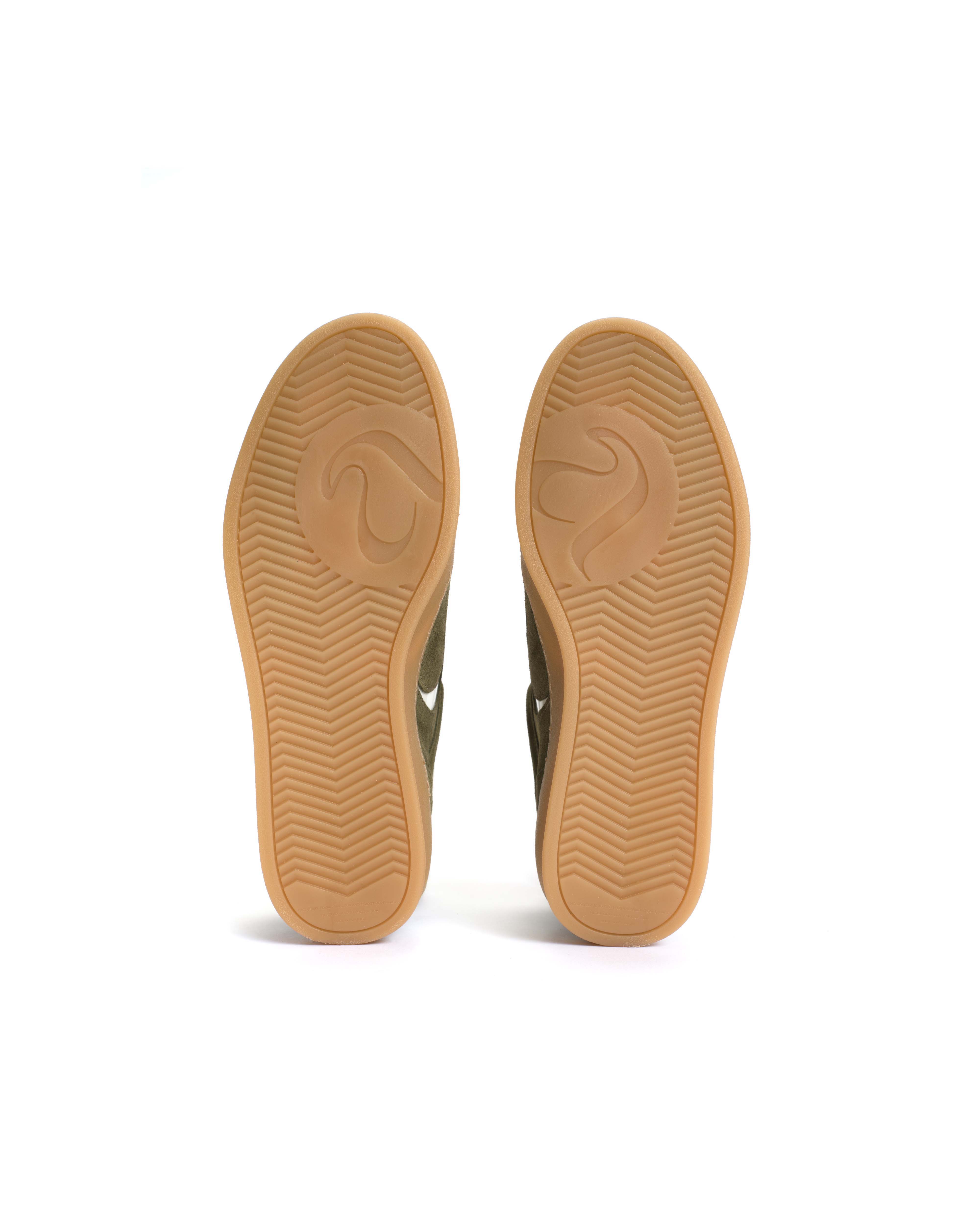 Blaire Calf suede & polished soft calf Olive green & white sand