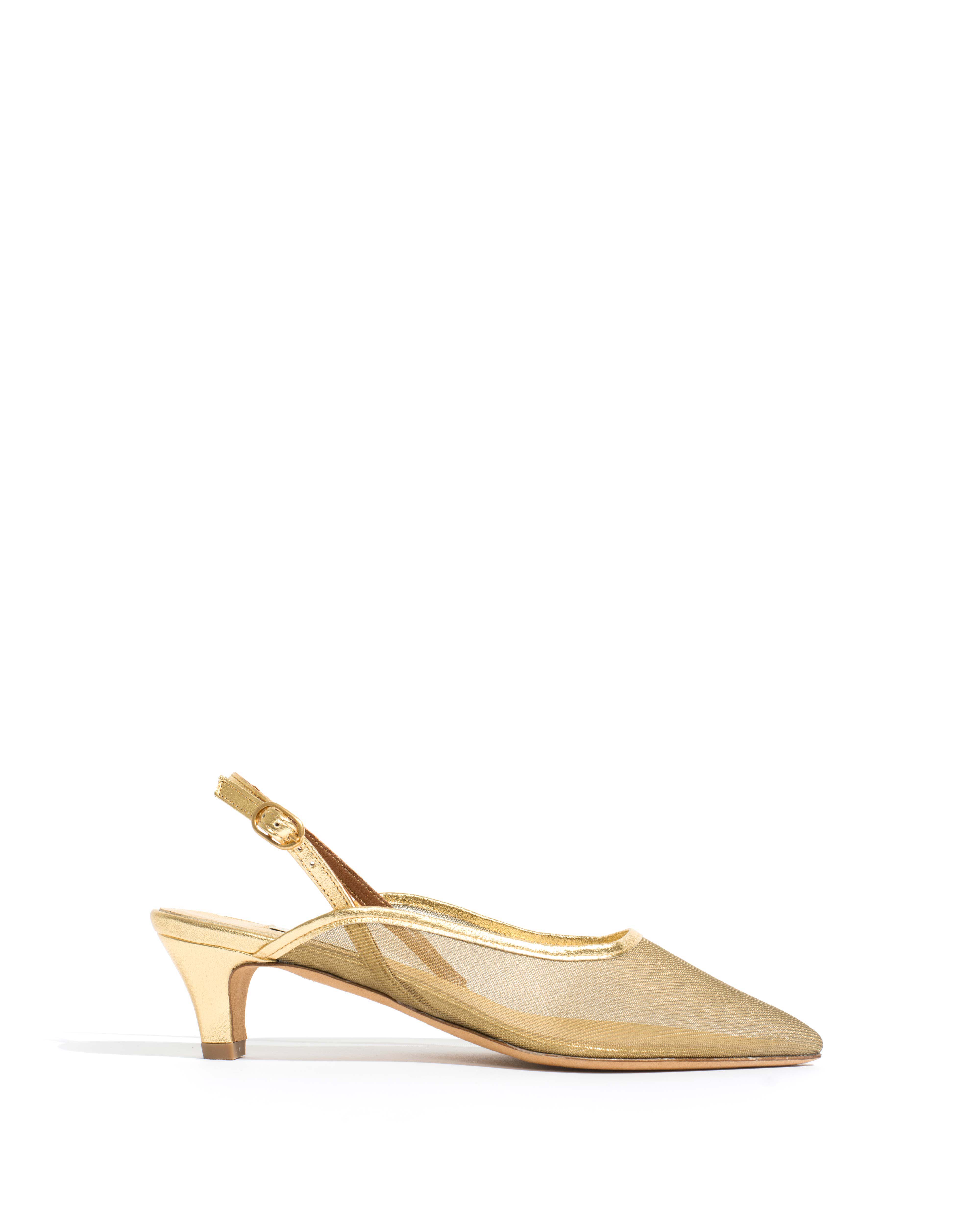 Fanny 40 stiletto mesh Metallic goat & mesh Gold