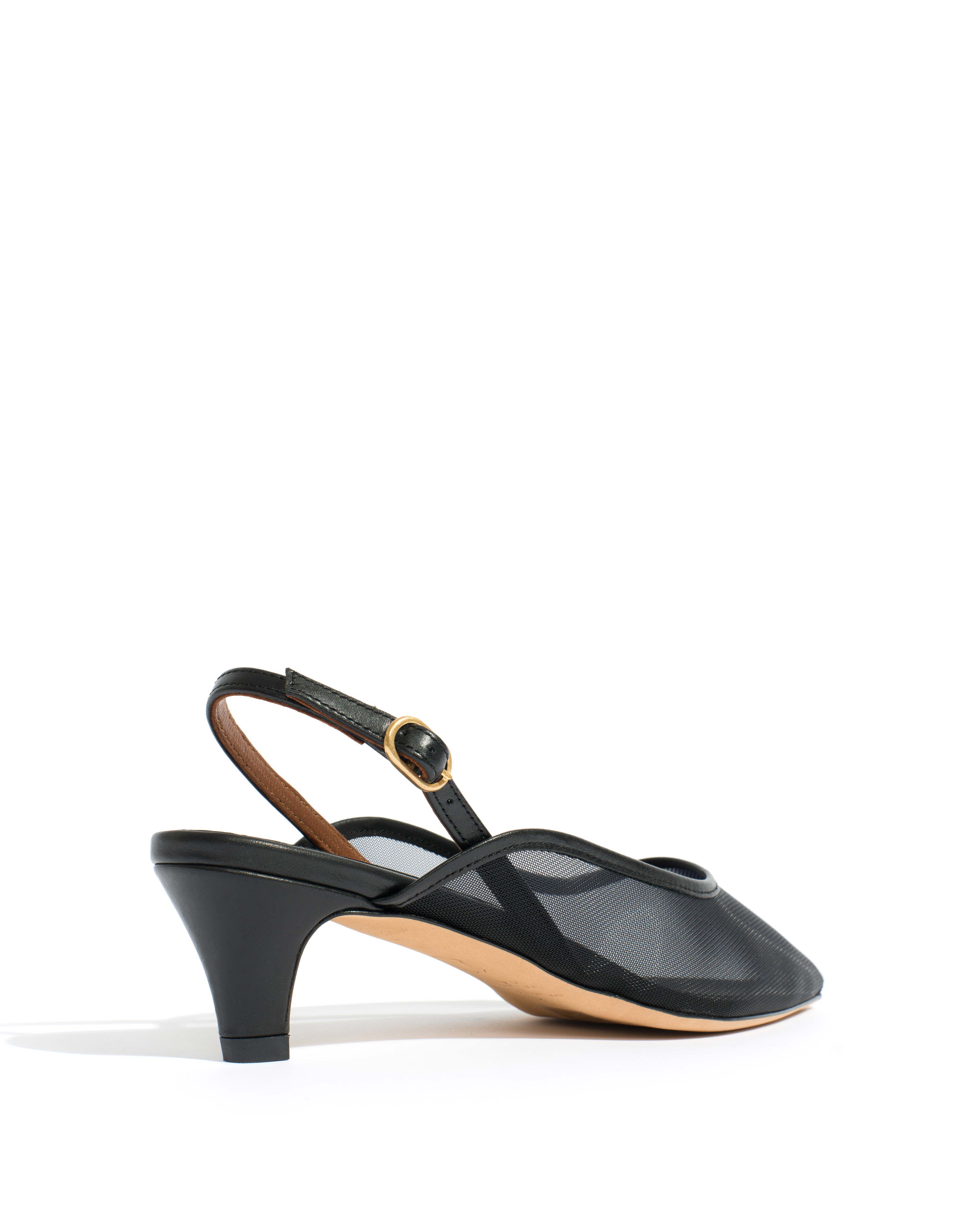 Fanny 40 stiletto mesh Shiny lamb & mesh Black