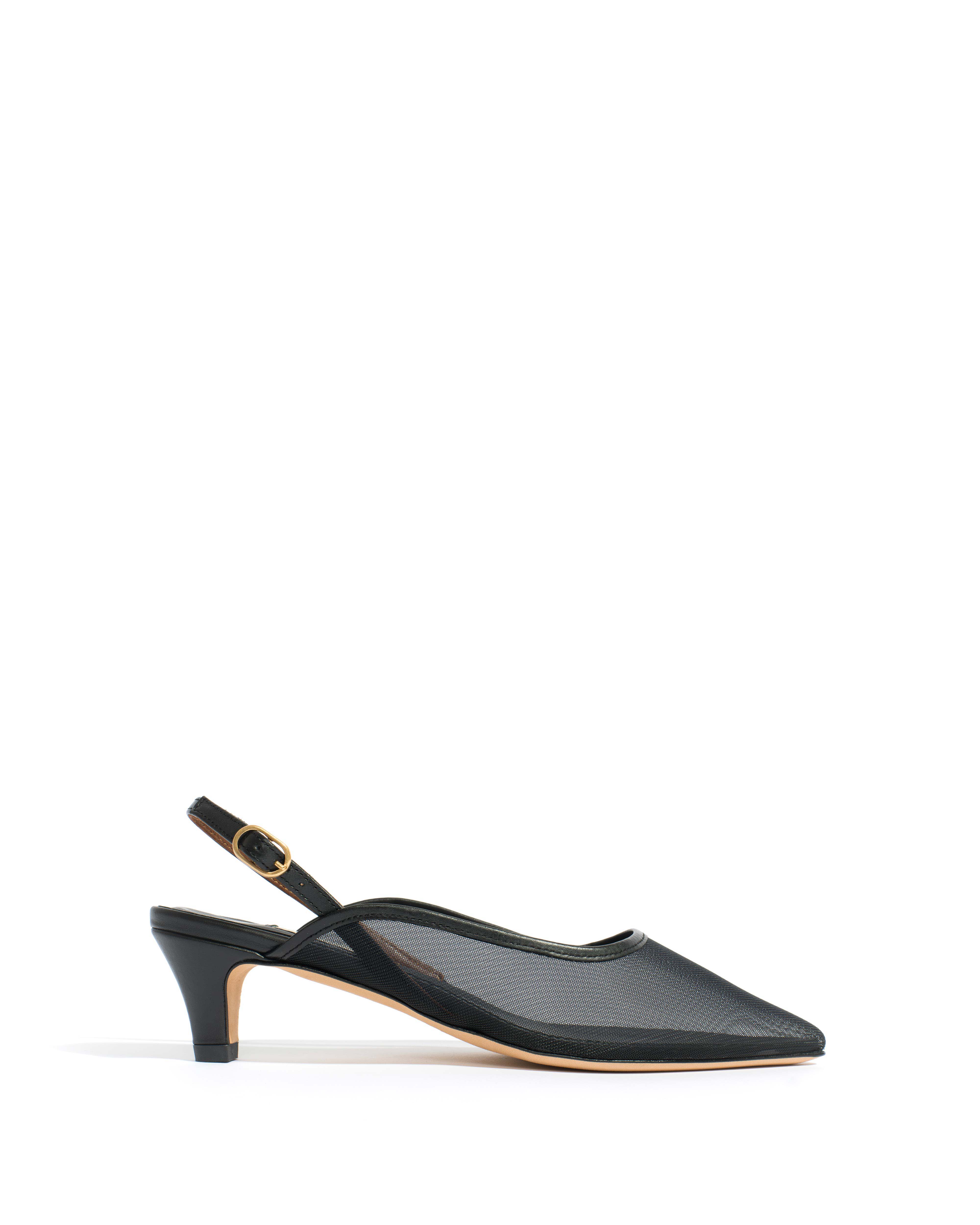 Fanny 40 stiletto mesh Shiny lamb & mesh Black
