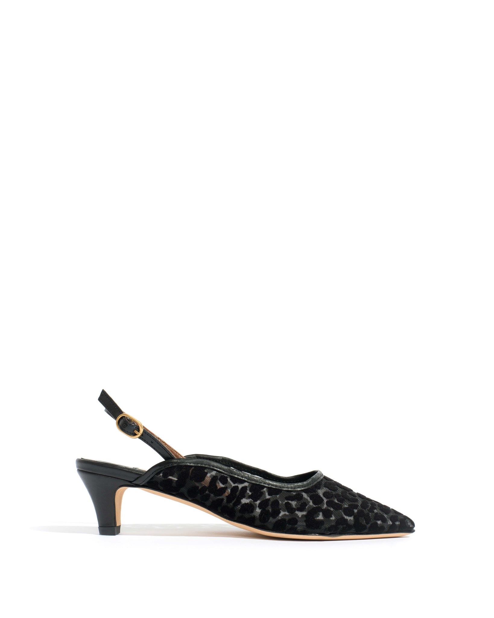 Fanny 40 stiletto mesh Shiny lamb & mesh velvet leopard Black - Anonymous Copenhagen Heels