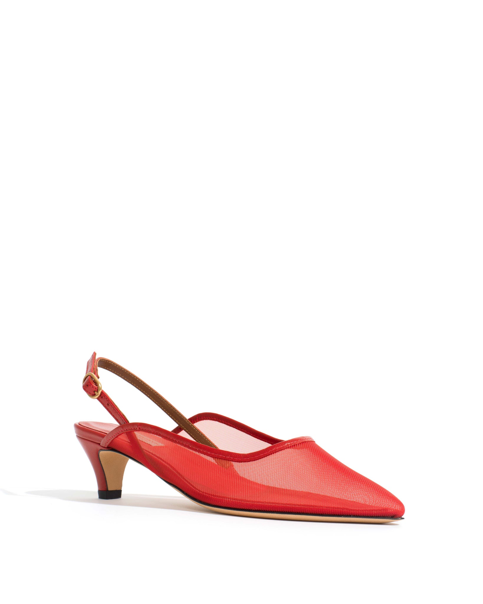 Fanny 40 stiletto mesh Shiny lamb & mesh Ruby red - Anonymous Copenhagen Heels