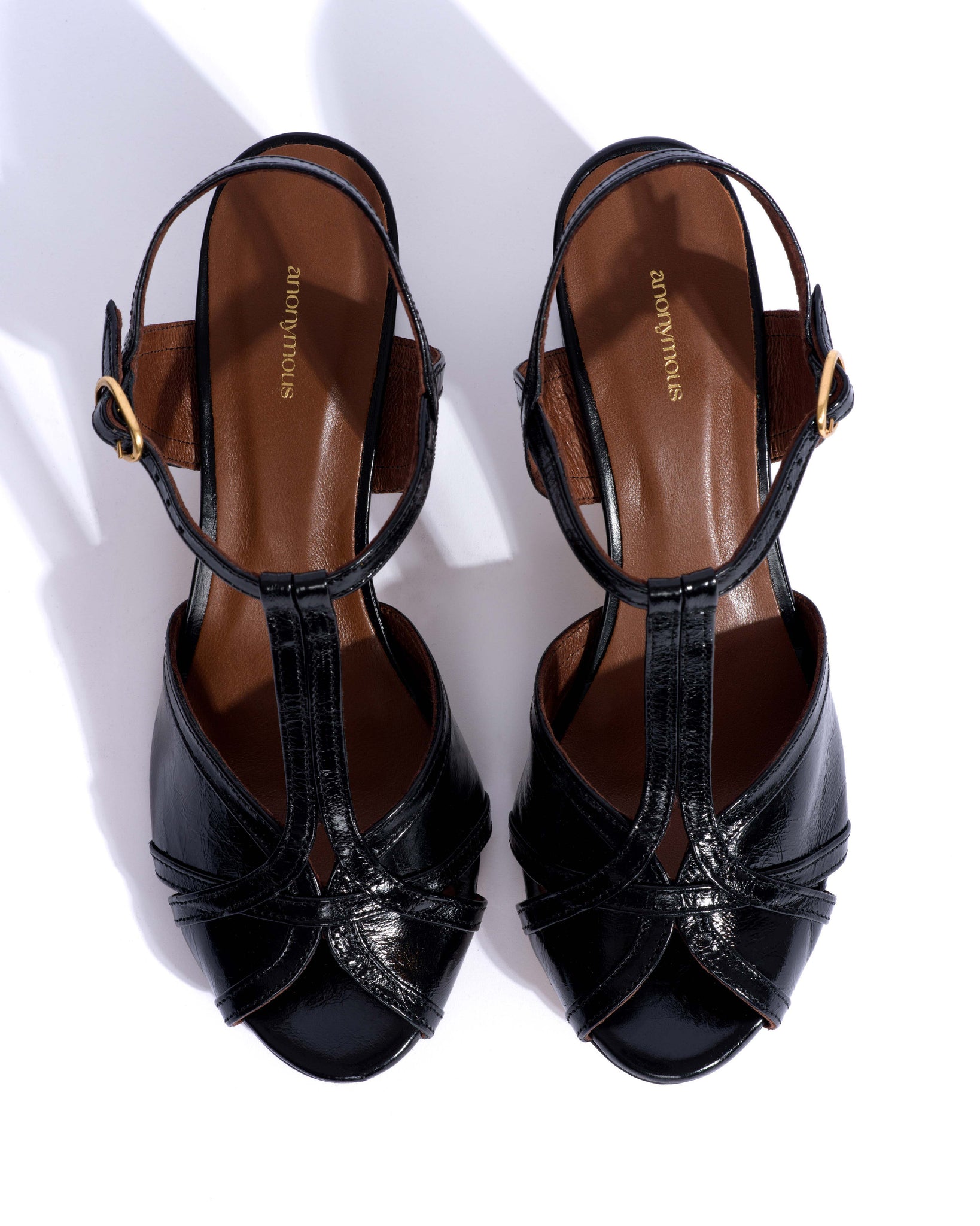 Therese 55 Crinkled polished goat Black