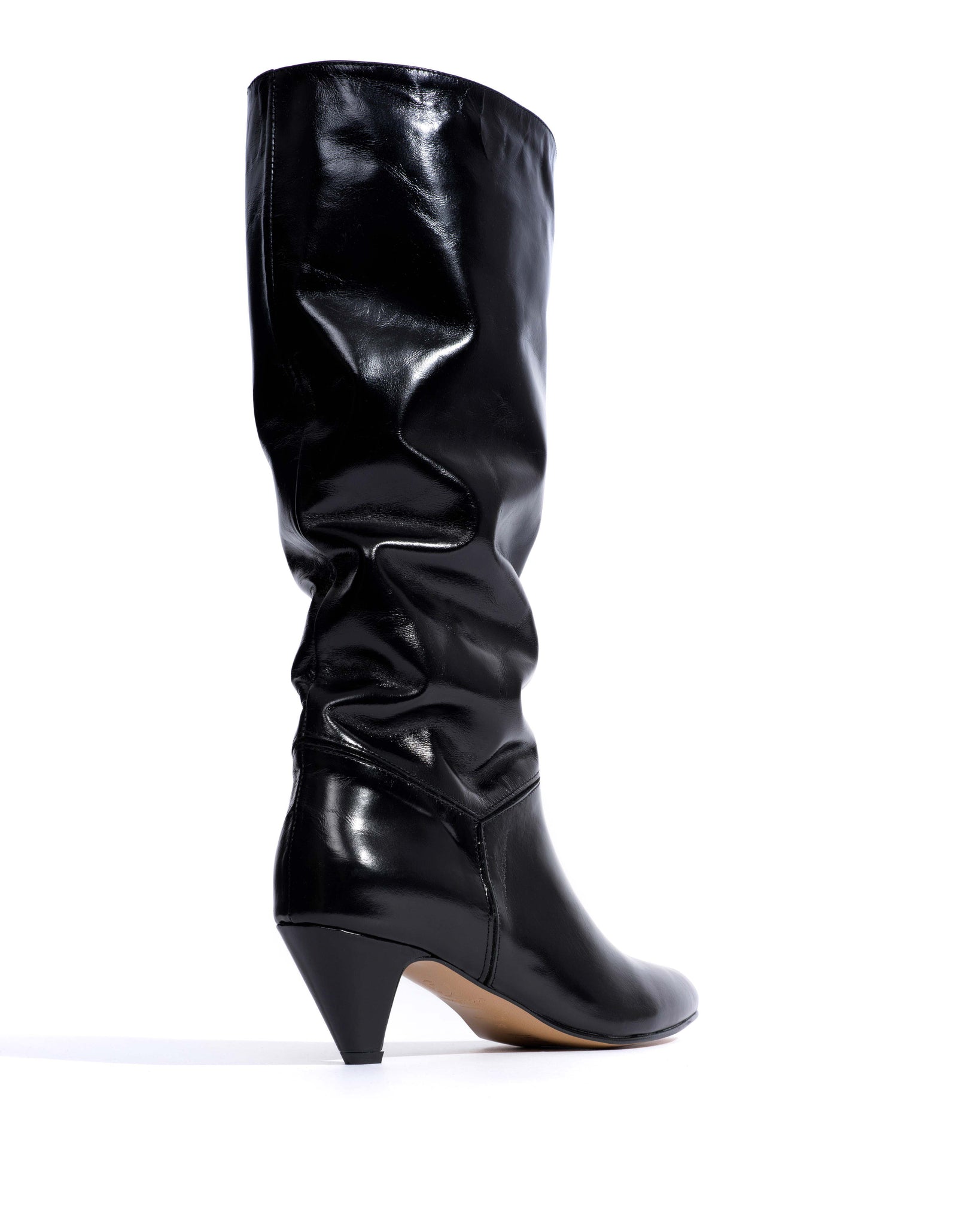 Jasmina 50 stiletto Crinkled polished goat & suede leather Black -