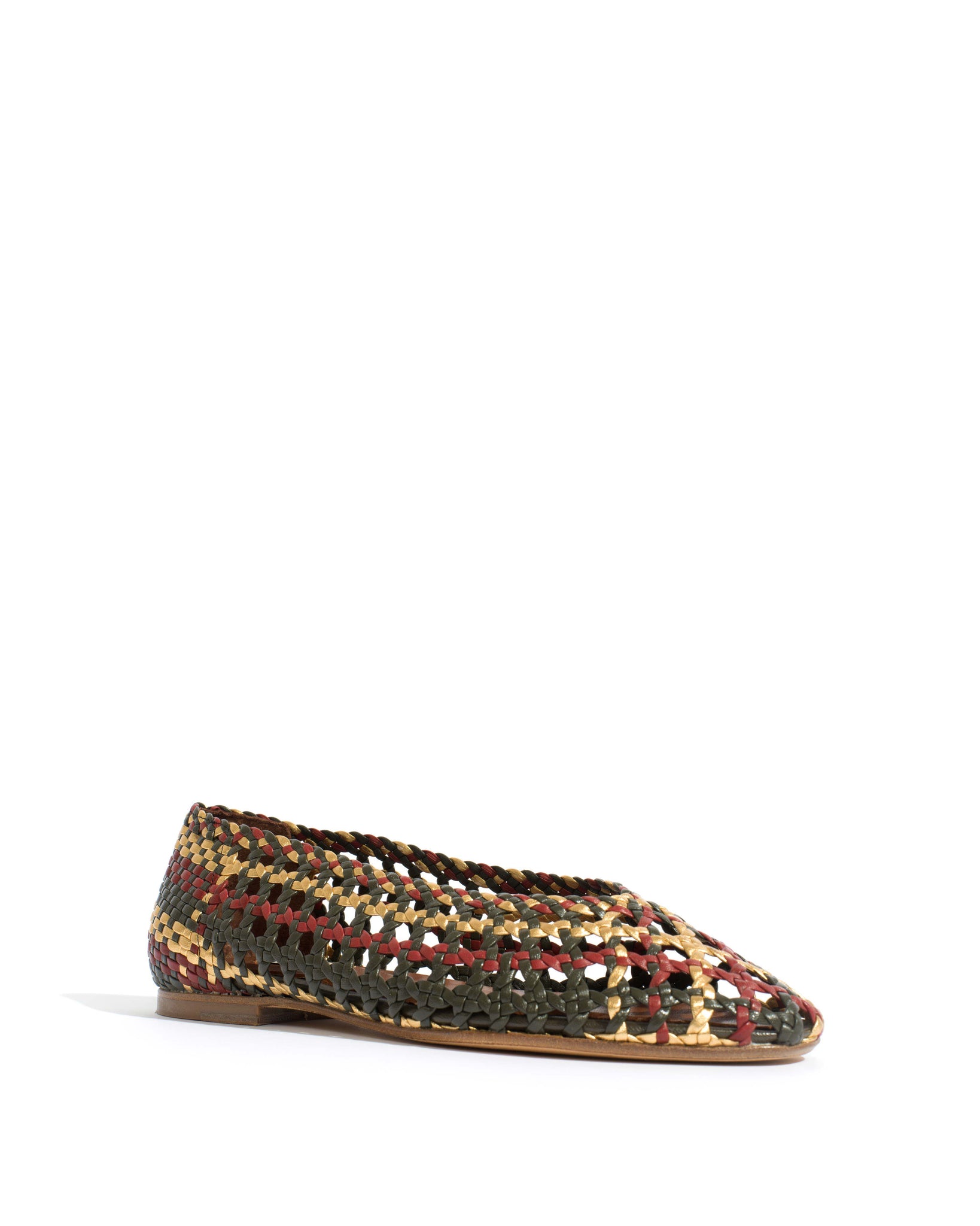 Sessi 10 Hand-braided leather Moss green mix - Anonymous Copenhagen Shoes