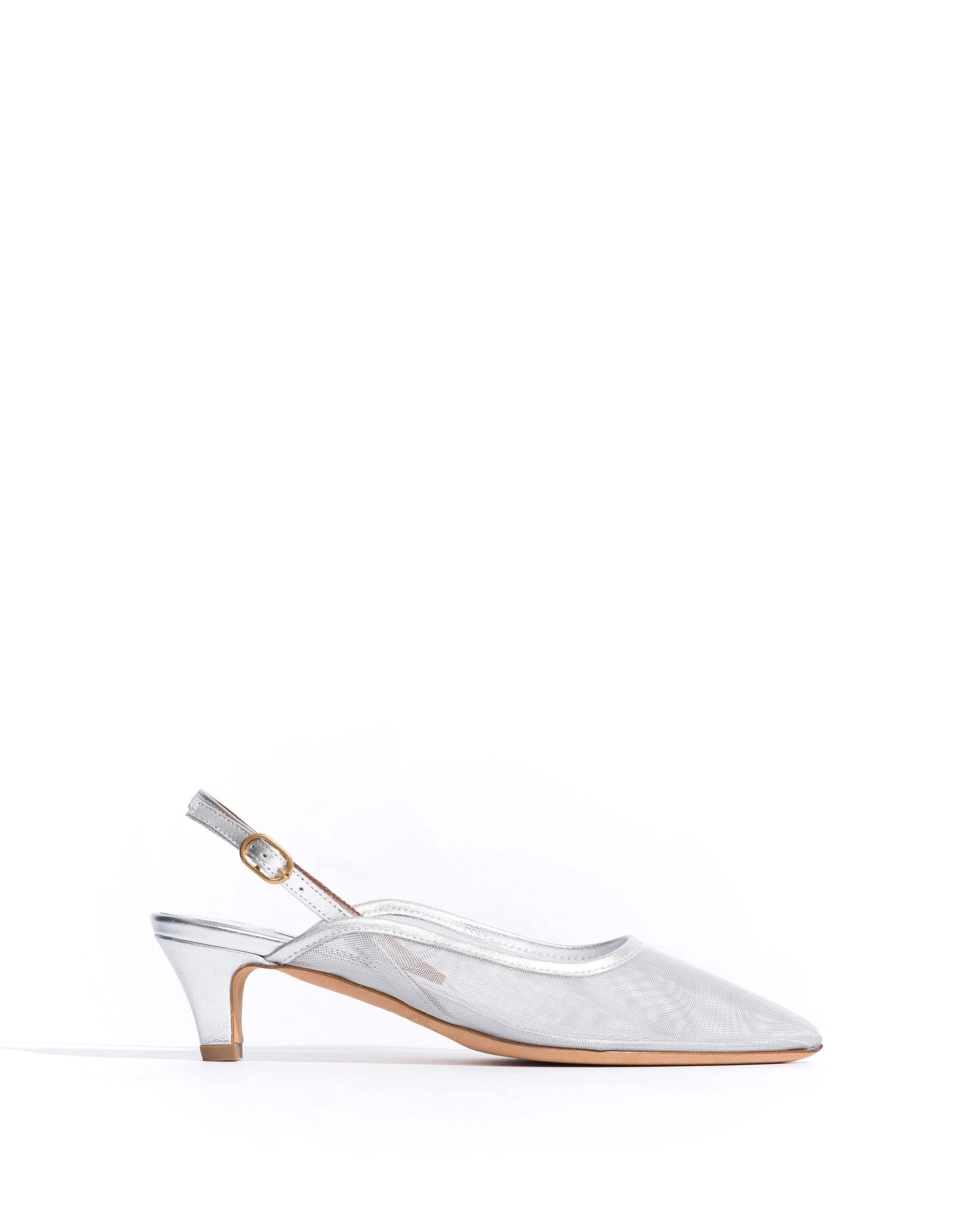Fanny 40 stiletto mesh Metallic goat & mesh Silver