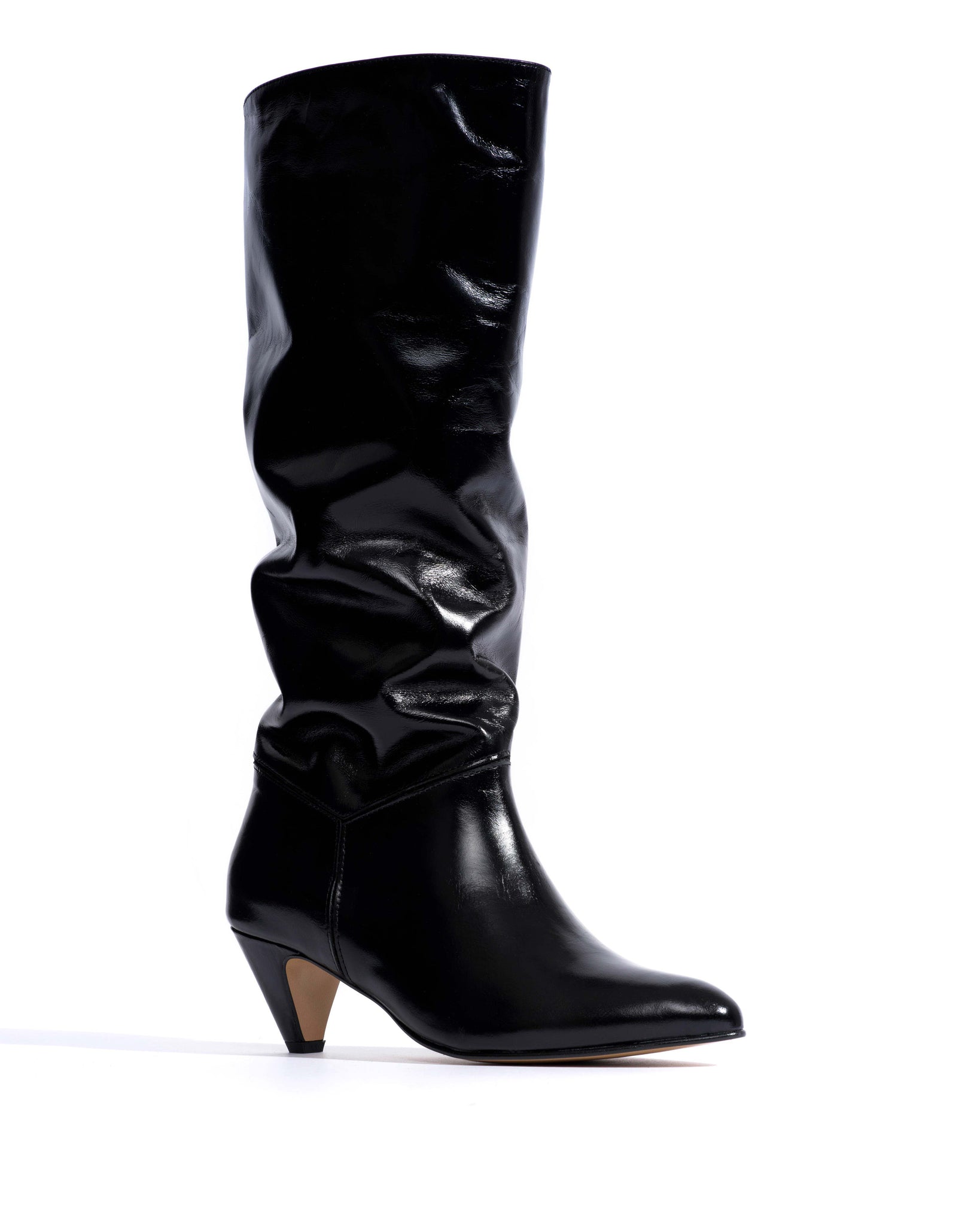 Jasmina 50 stiletto Crinkled polished goat & suede leather Black -
