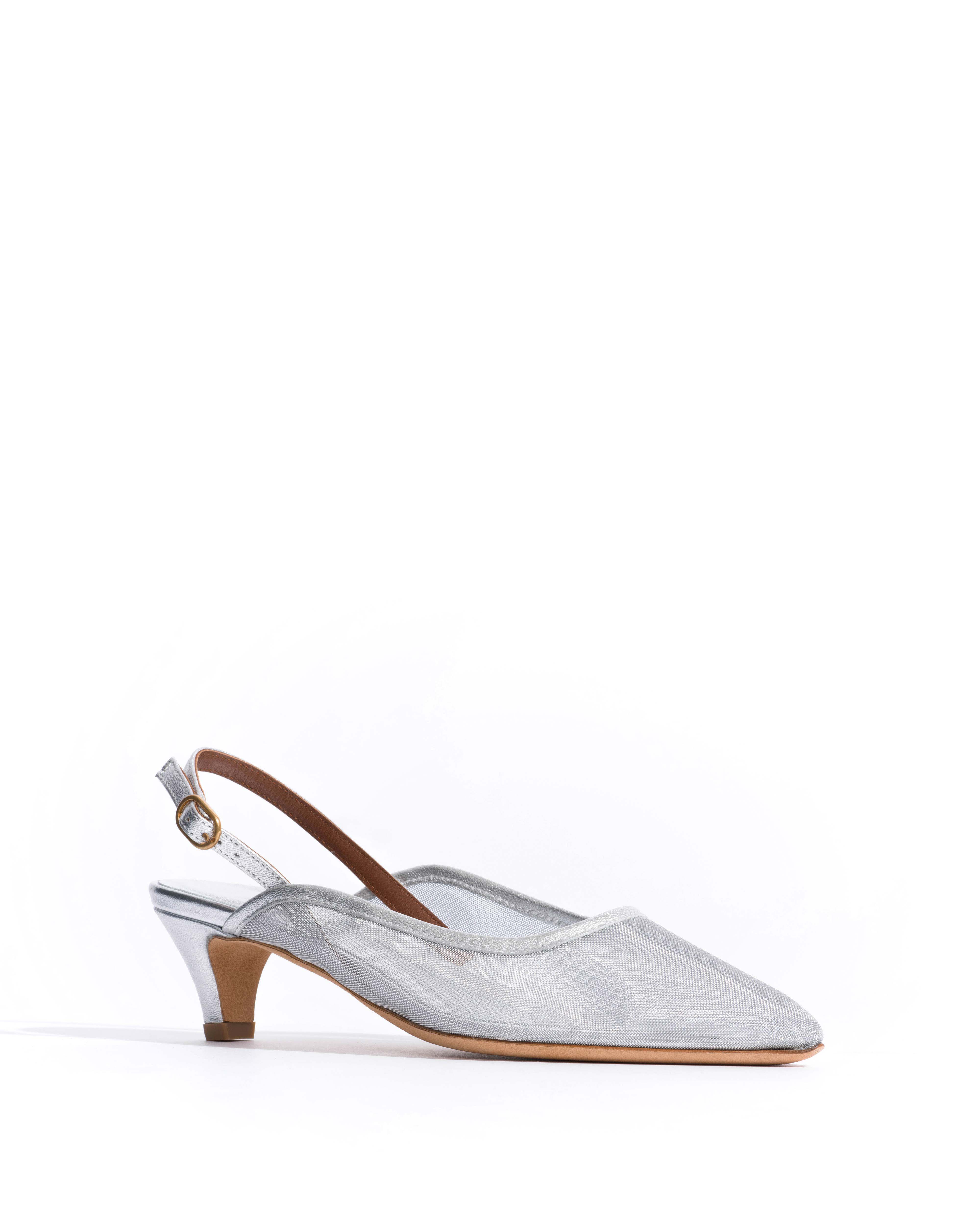 Fanny 40 stiletto mesh Metallic goat & mesh Silver